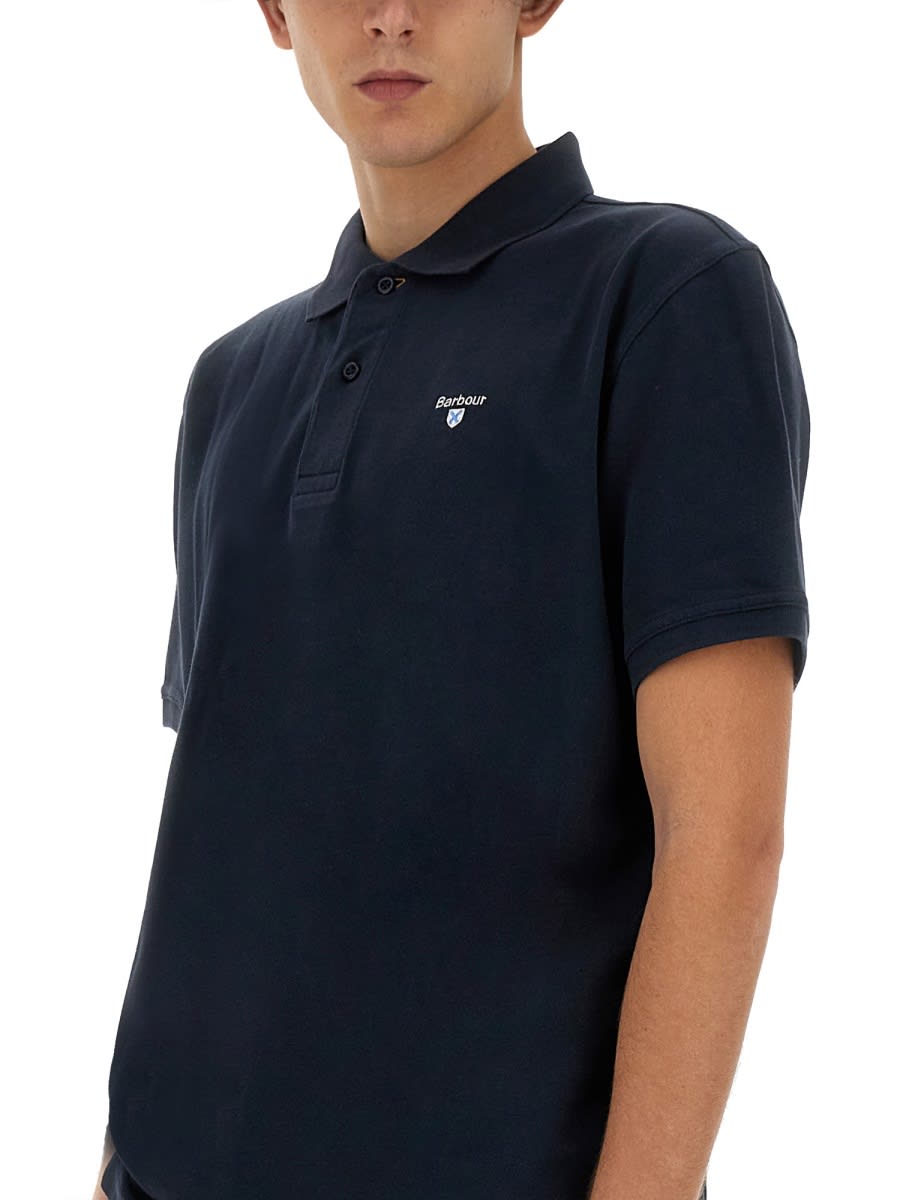 Shop Barbour Polo With Logo In Blue
