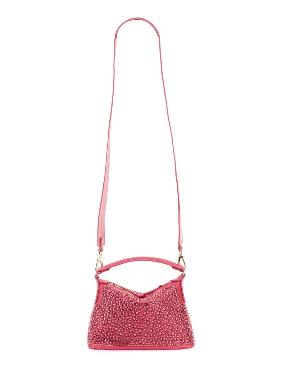 Liu •jo Mini Hobo Bag With Rhinestones In Fuchsia