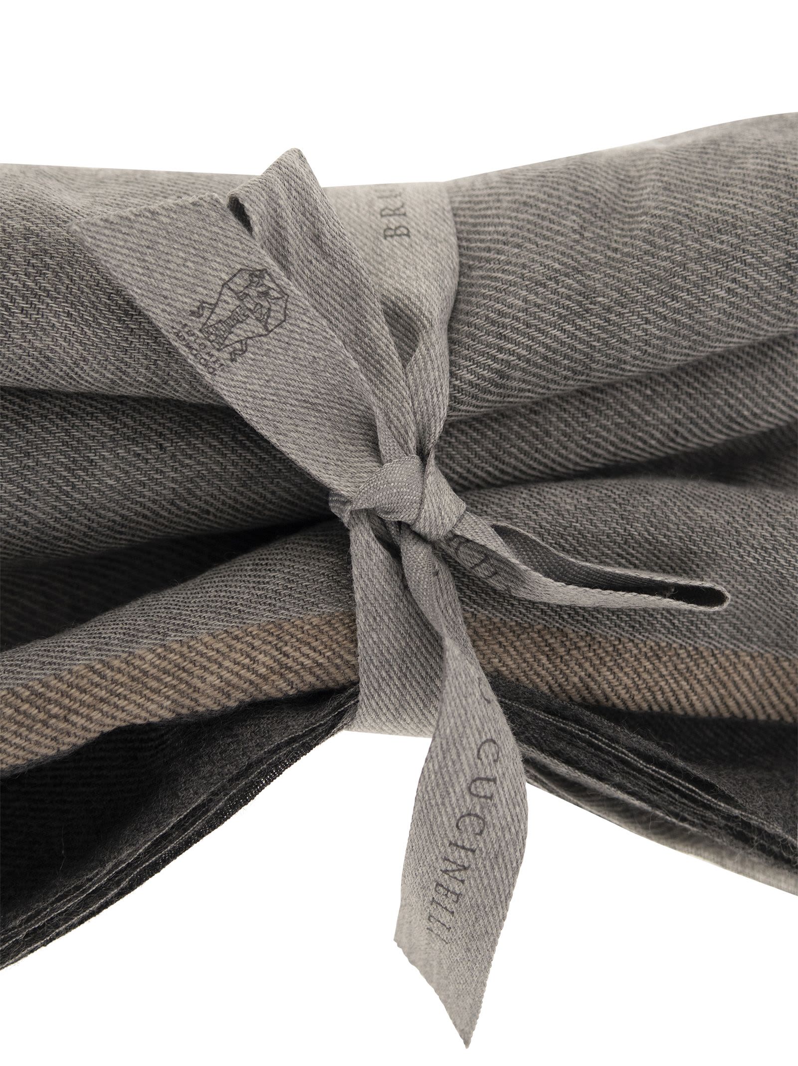 Brunello Cucinelli Colour-block Cashmere Scarf In Grey