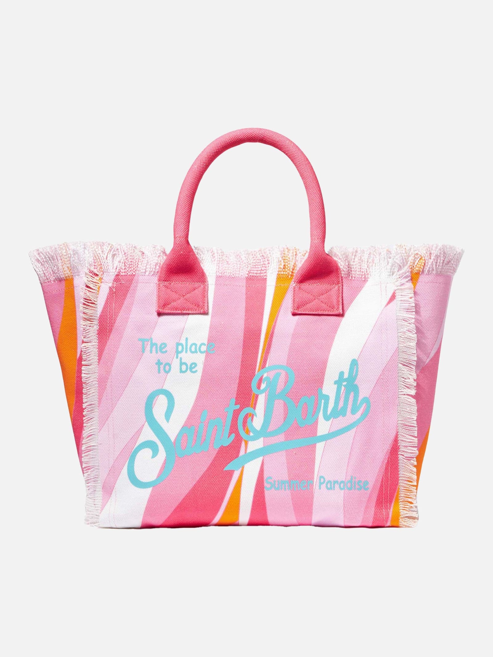 Mc2 Saint Barth Vanity Canvas Shoulder Bag With Pink Waves