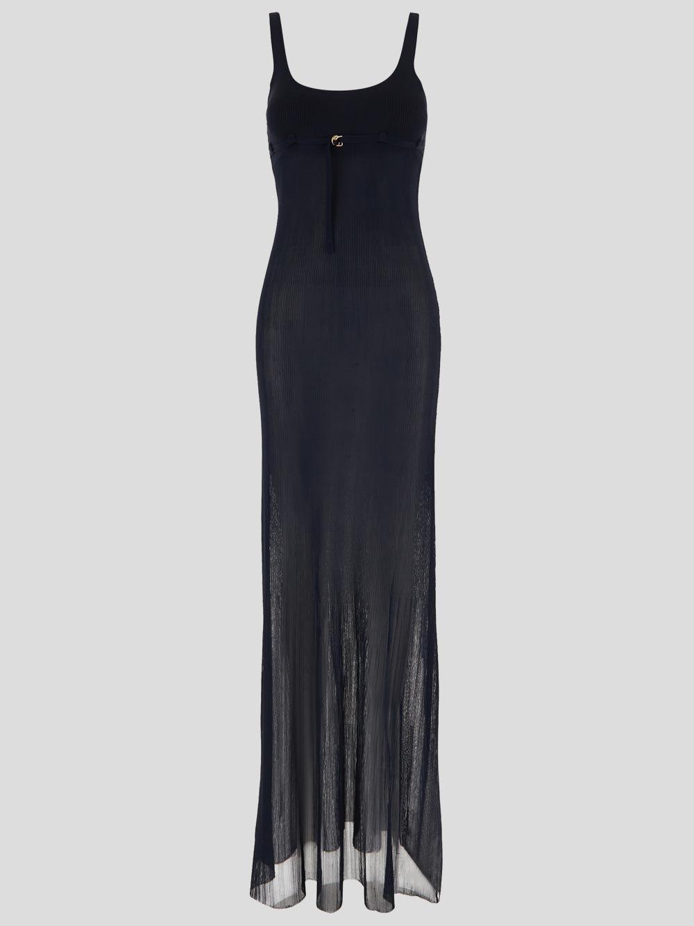 Shop Jacquemus Belted Long Knit Dress In Blue