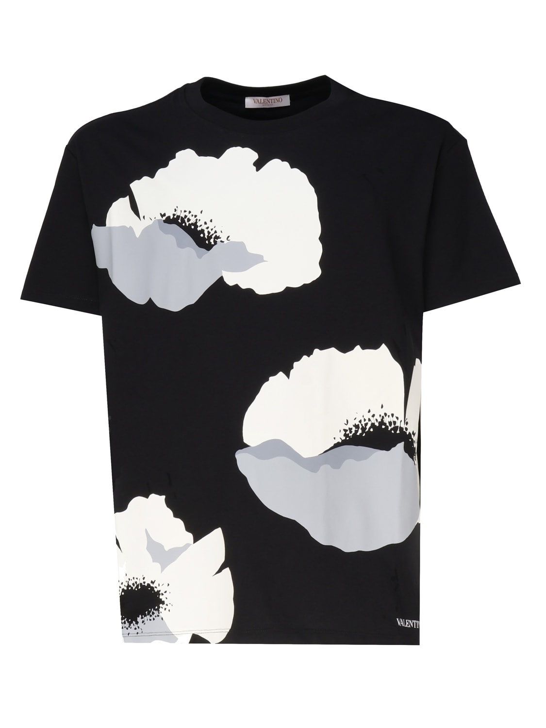 Shop Valentino Floral T-shirt In Black