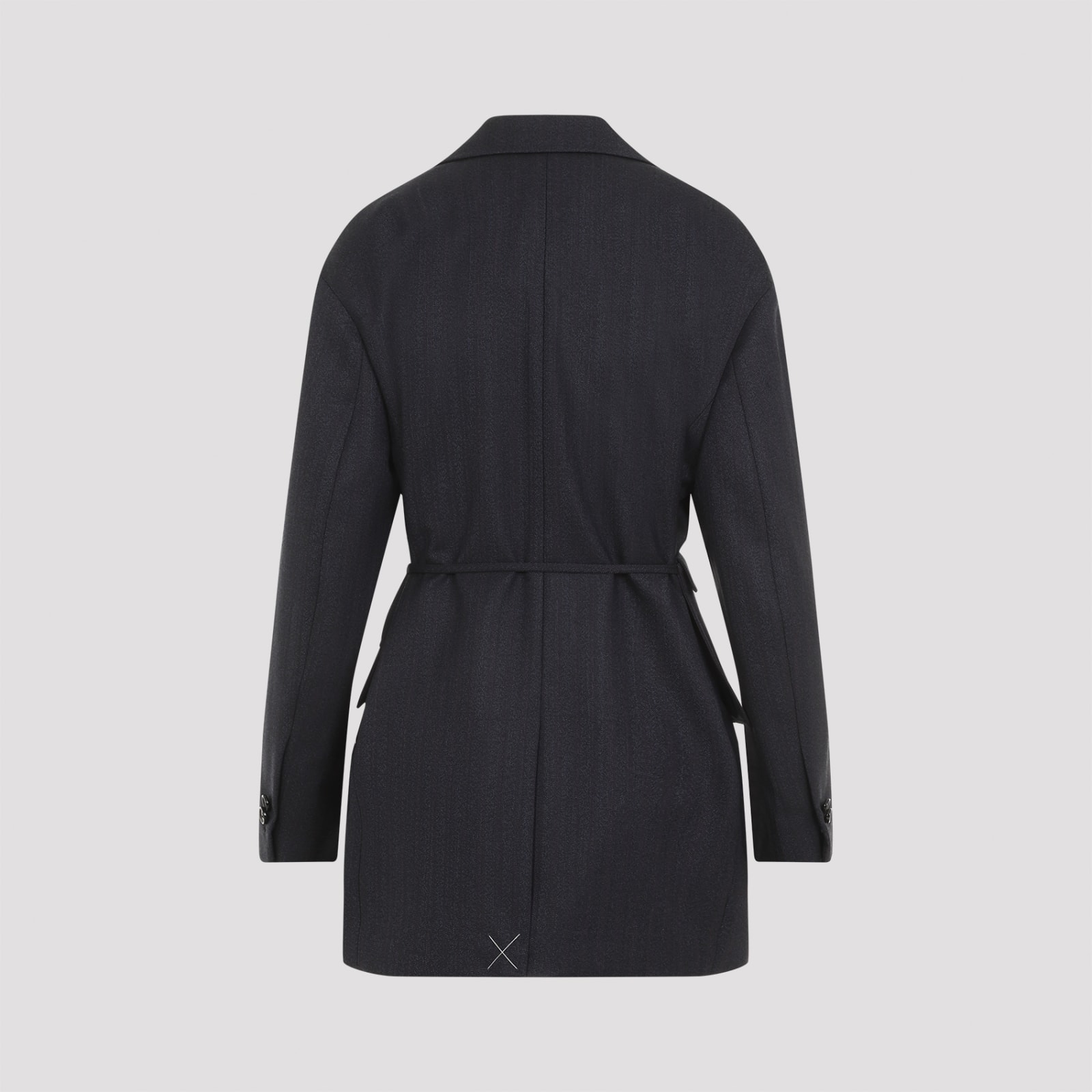 Bottega Veneta Wool Jacket With Belt In Blue
