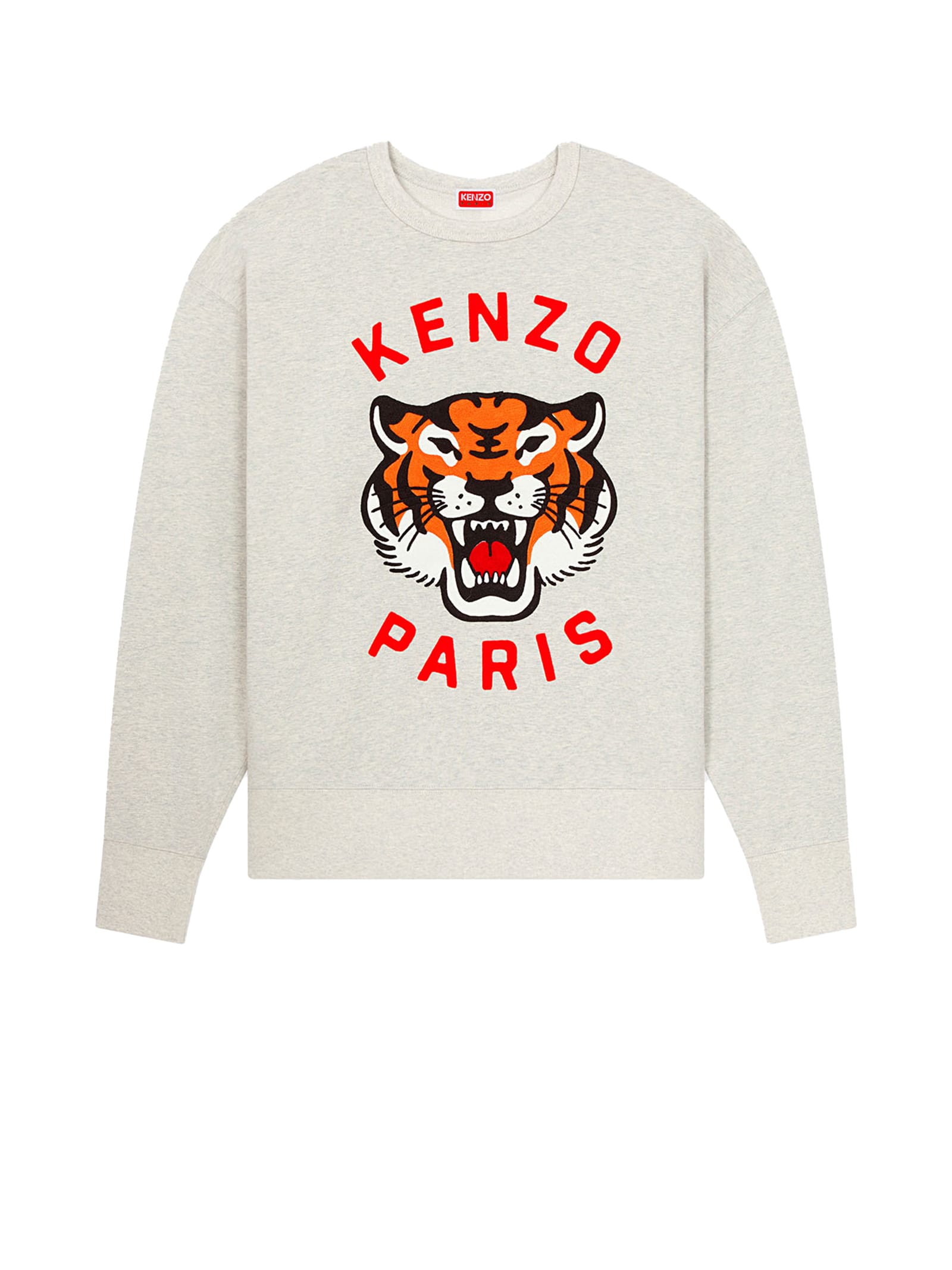 Shop Kenzo Lucky Tiger Unisex Embroidered Oversized Sweatshirt In Pale Grey