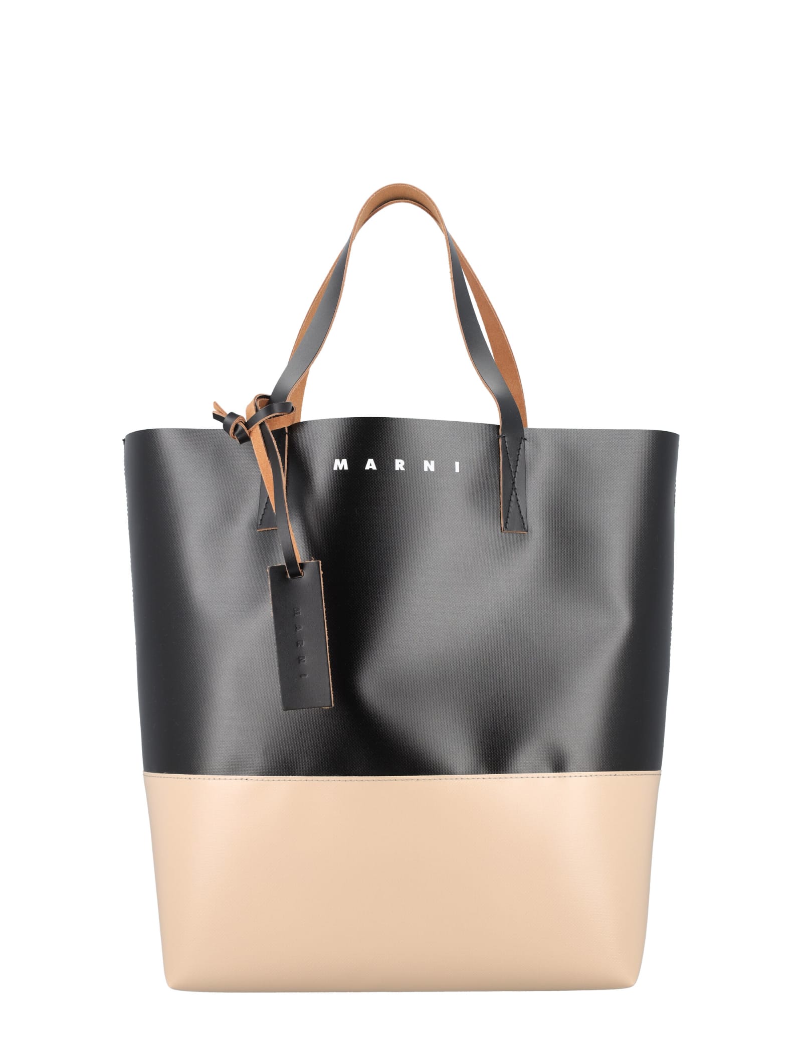 Marni Tribeca Shopping Bag In Black Cork
