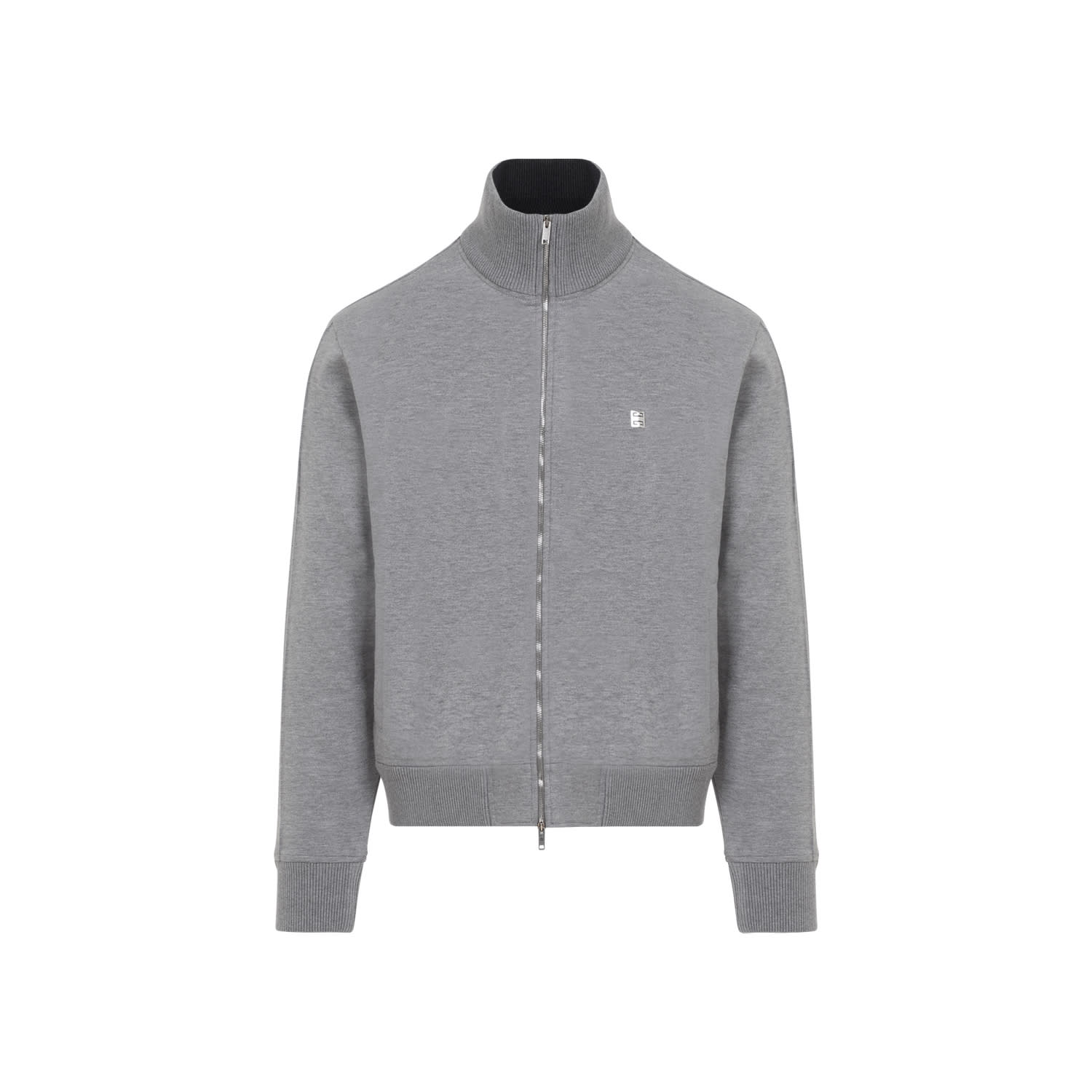 Shop Givenchy Zip Through Sweatshirt In Light Grey