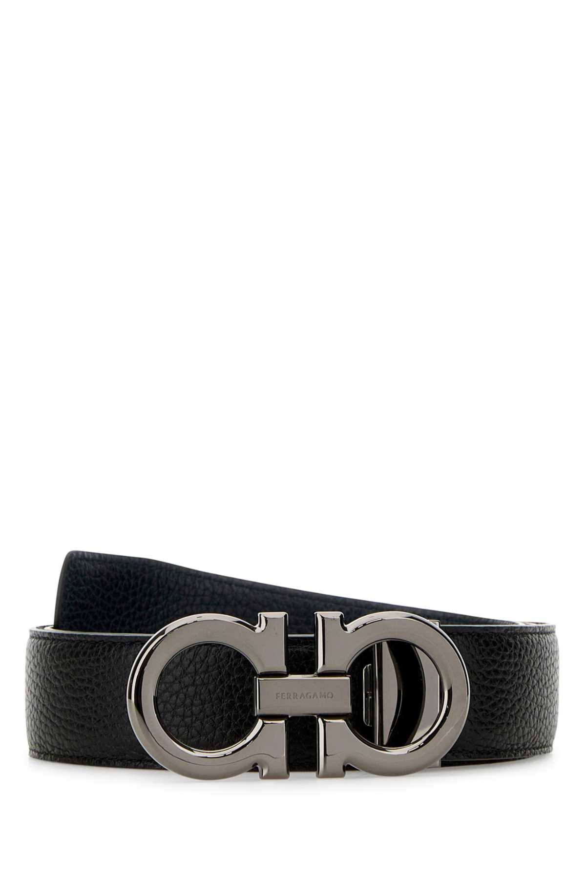 Black Leather Reversibile Belt