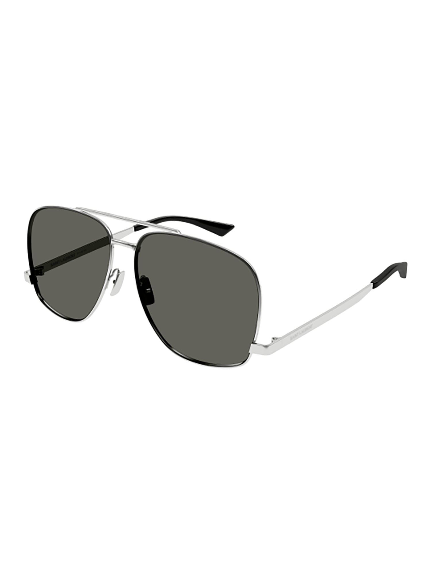 Shop Saint Laurent Sl 653 Leon Sunglasses In Silver Silver Grey