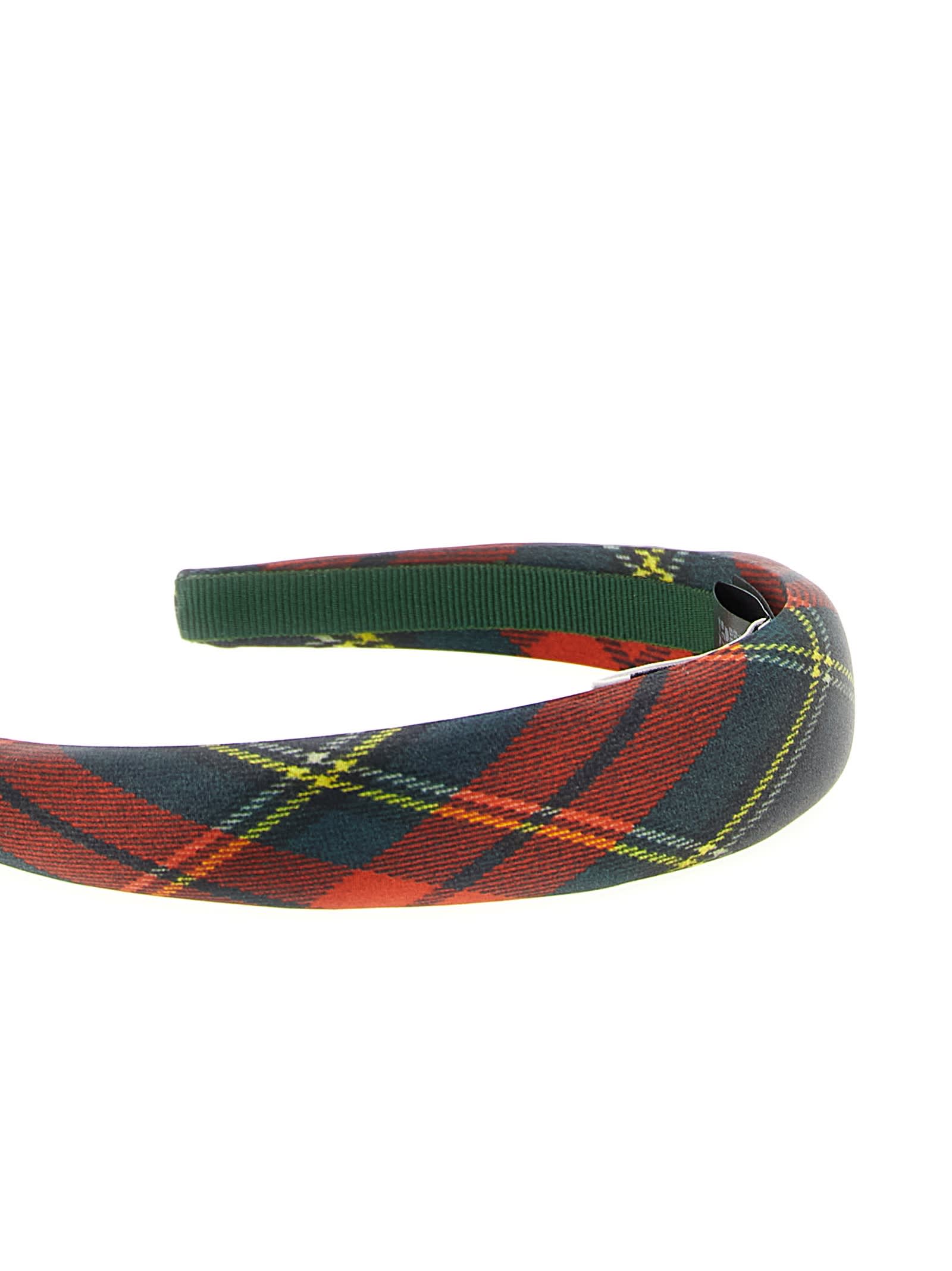 Vivienne Westwood Slim Headband Rtw Tartan Printed Scarlet-tartan Os-u Women In Green