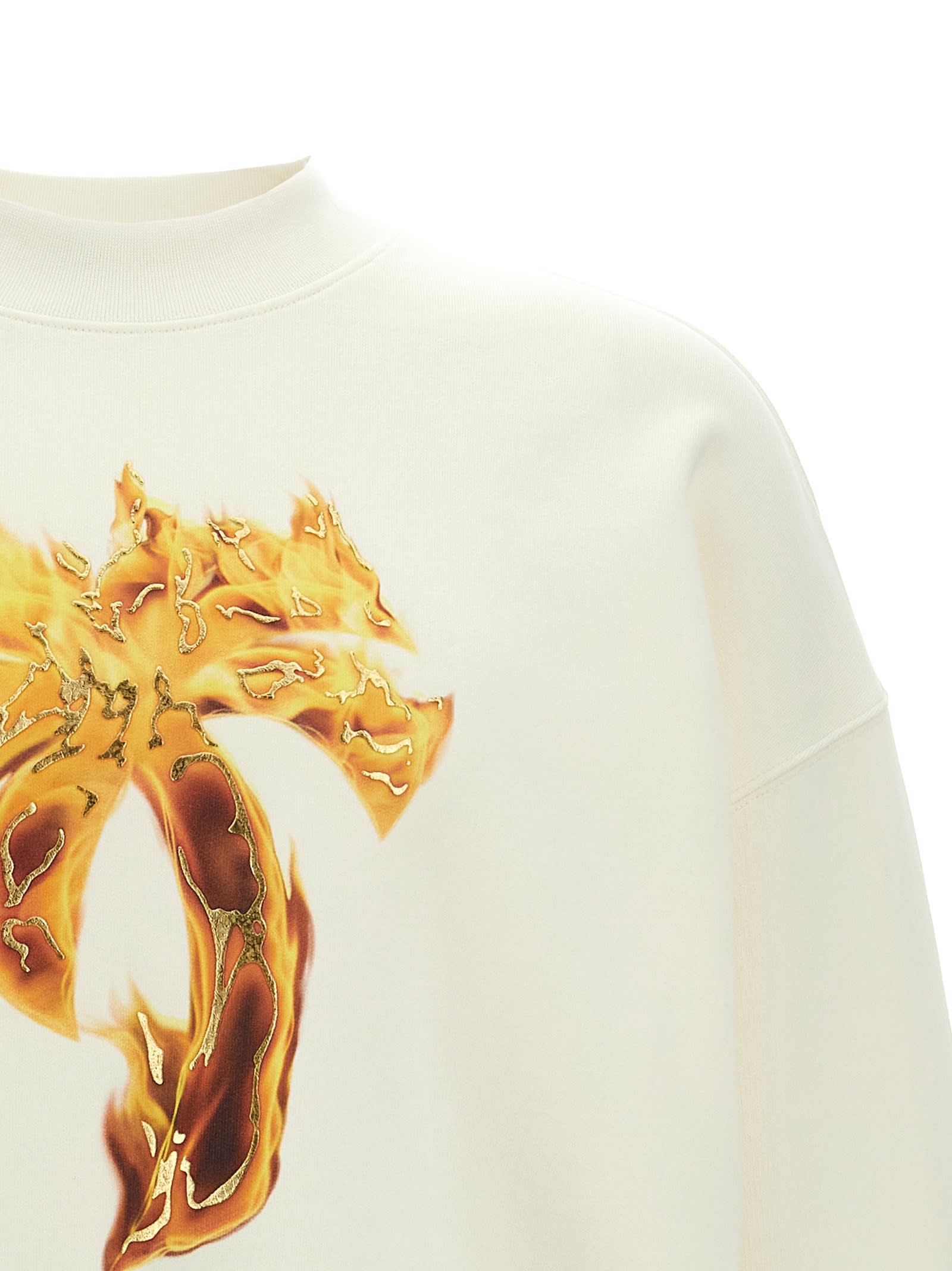 Shop Palm Angels Burning Palm Sweatshirt In White