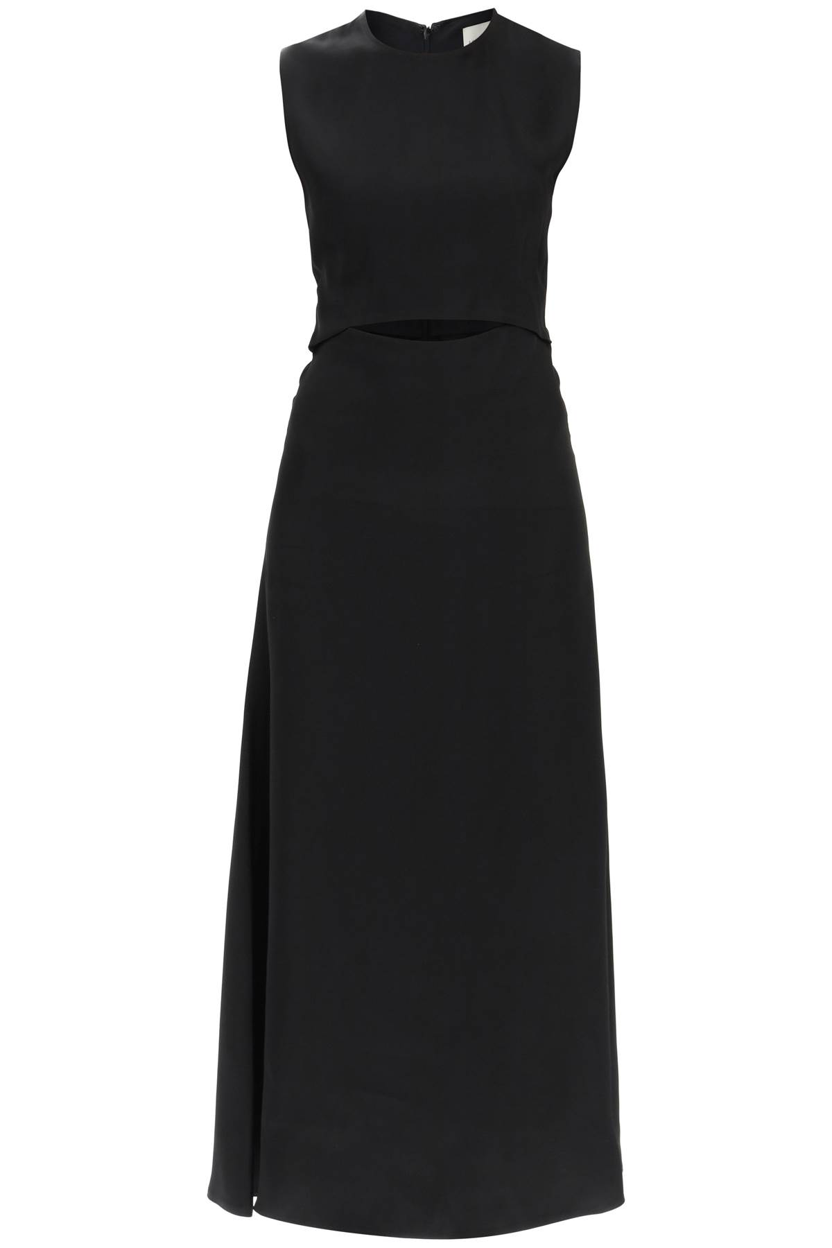 Shop Loulou Studio Copan Long Cut-out Dress In Satin In Black (black)