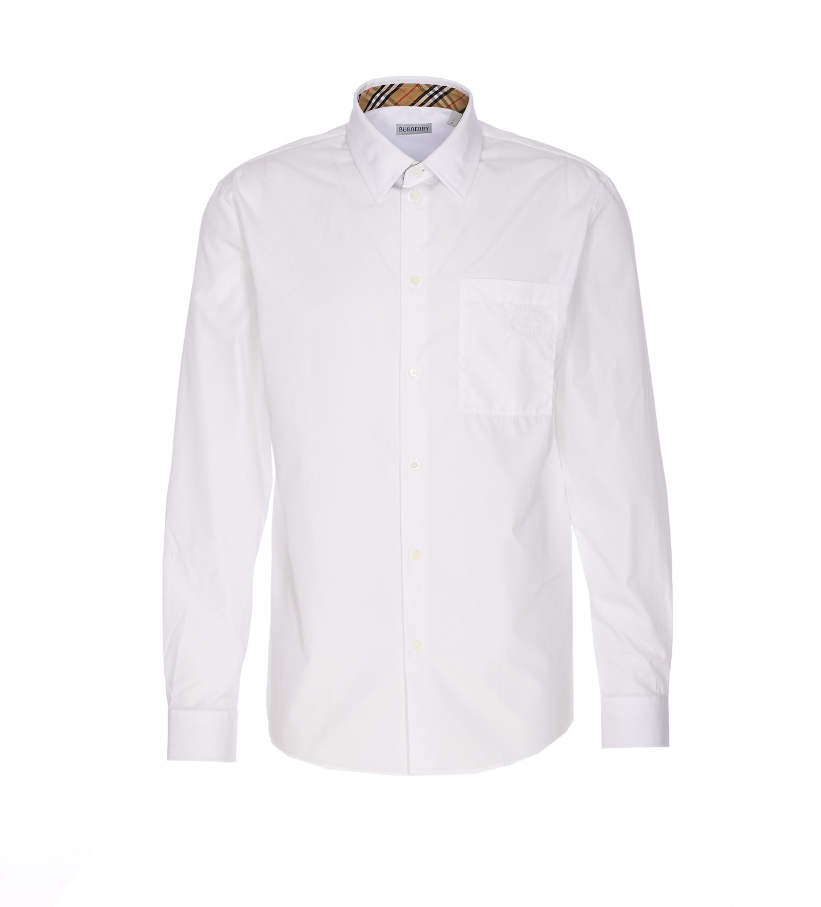 Burberry Cotton Poplin Shirt Buttoned Cuffs In White