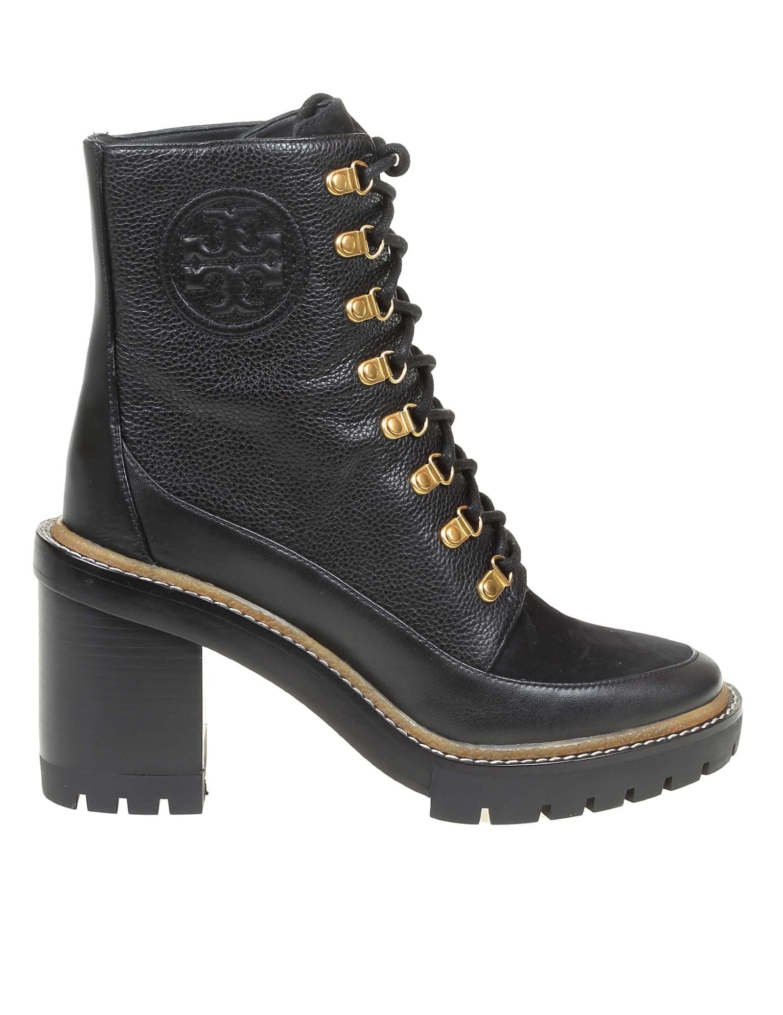 Buy Tory Burch Miller Boots In Black Leather online, shop Tory Burch shoes with free shipping