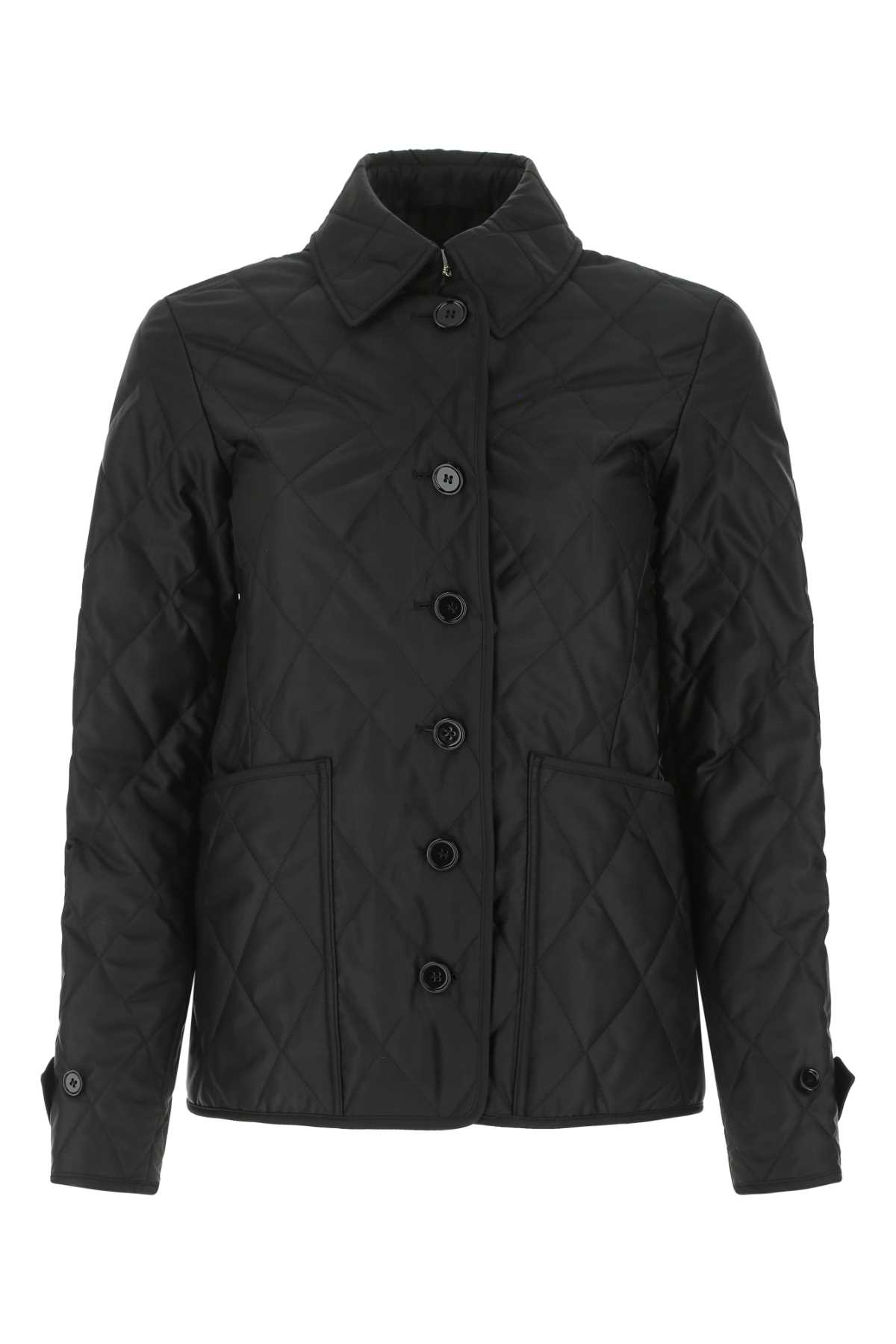 Shop Burberry Black Polyester Jacket In A1189