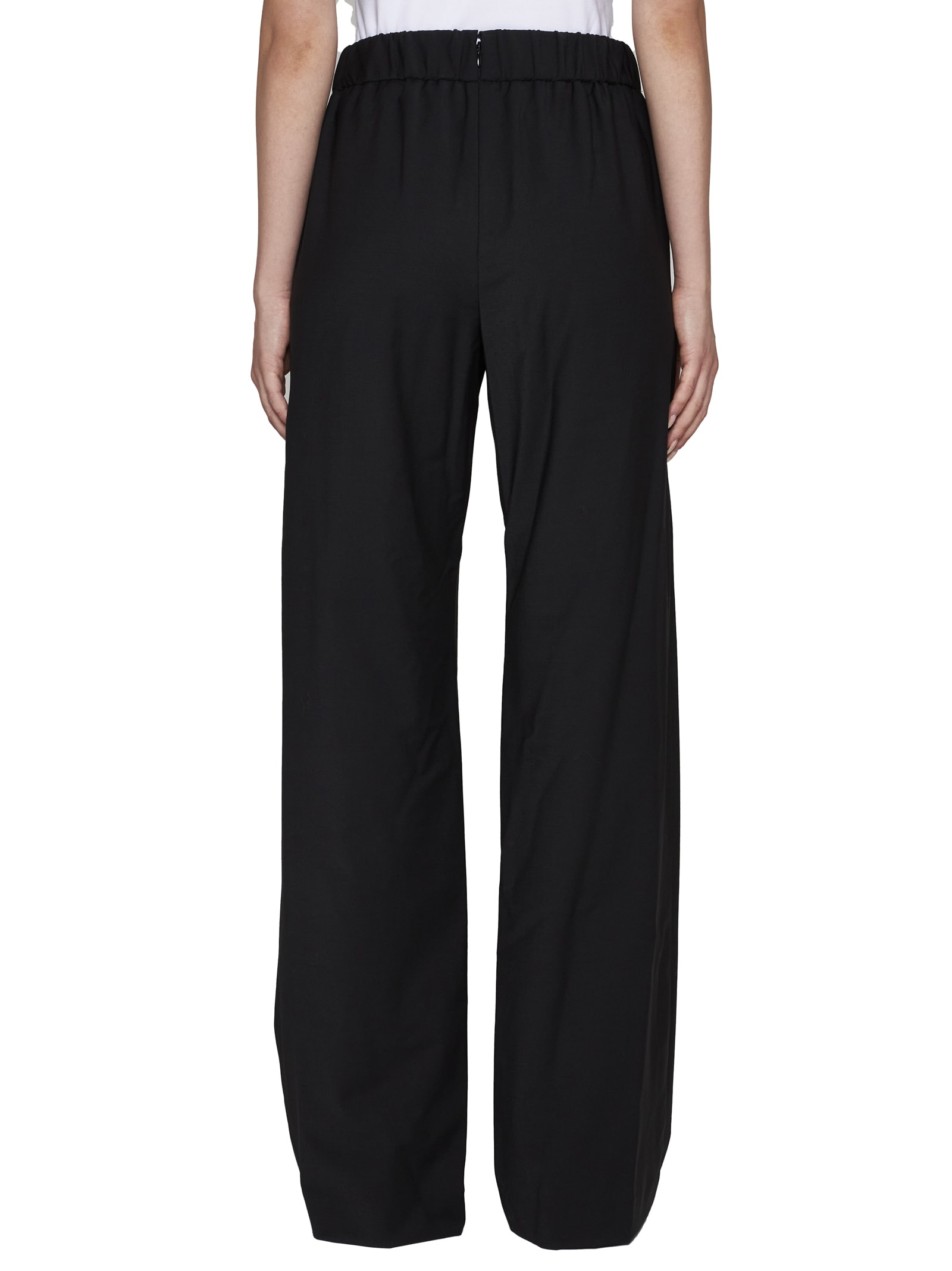 Dolce & Gabbana Black Wool Flared Trousers In Nero