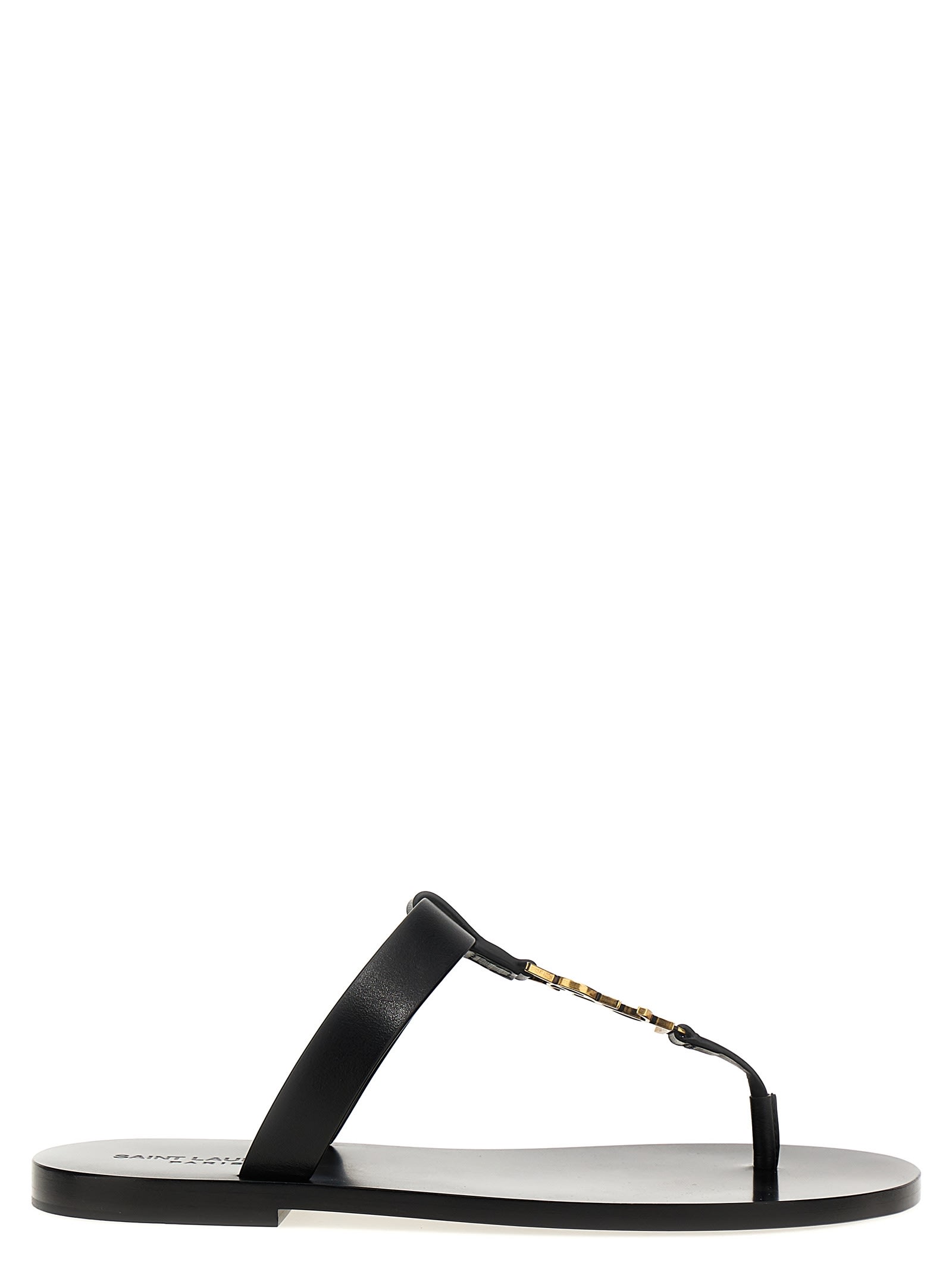 Shop Saint Laurent Cassandre Sandals In Black