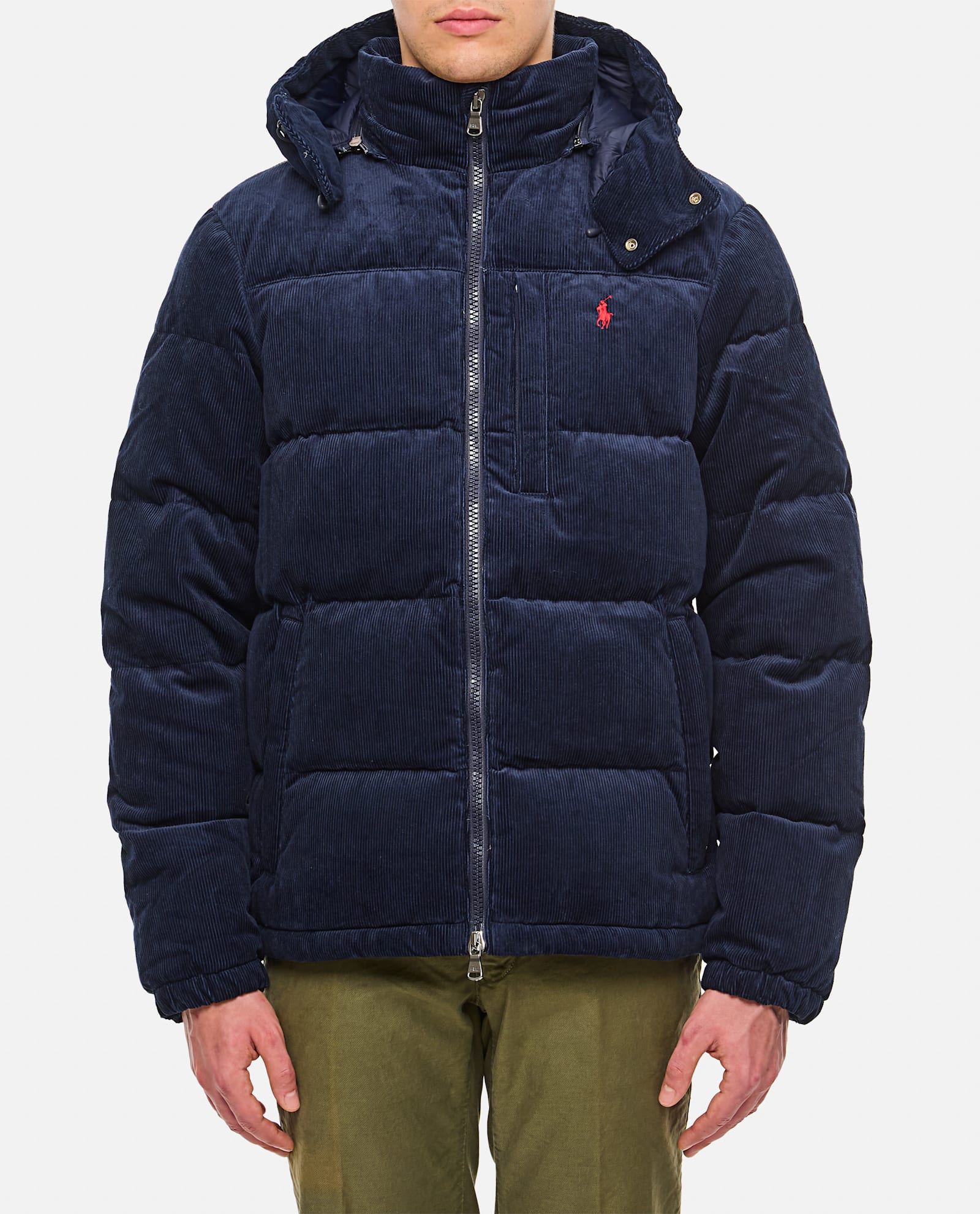 Shop Polo Ralph Lauren Velvet Puffer Jacket In Blue