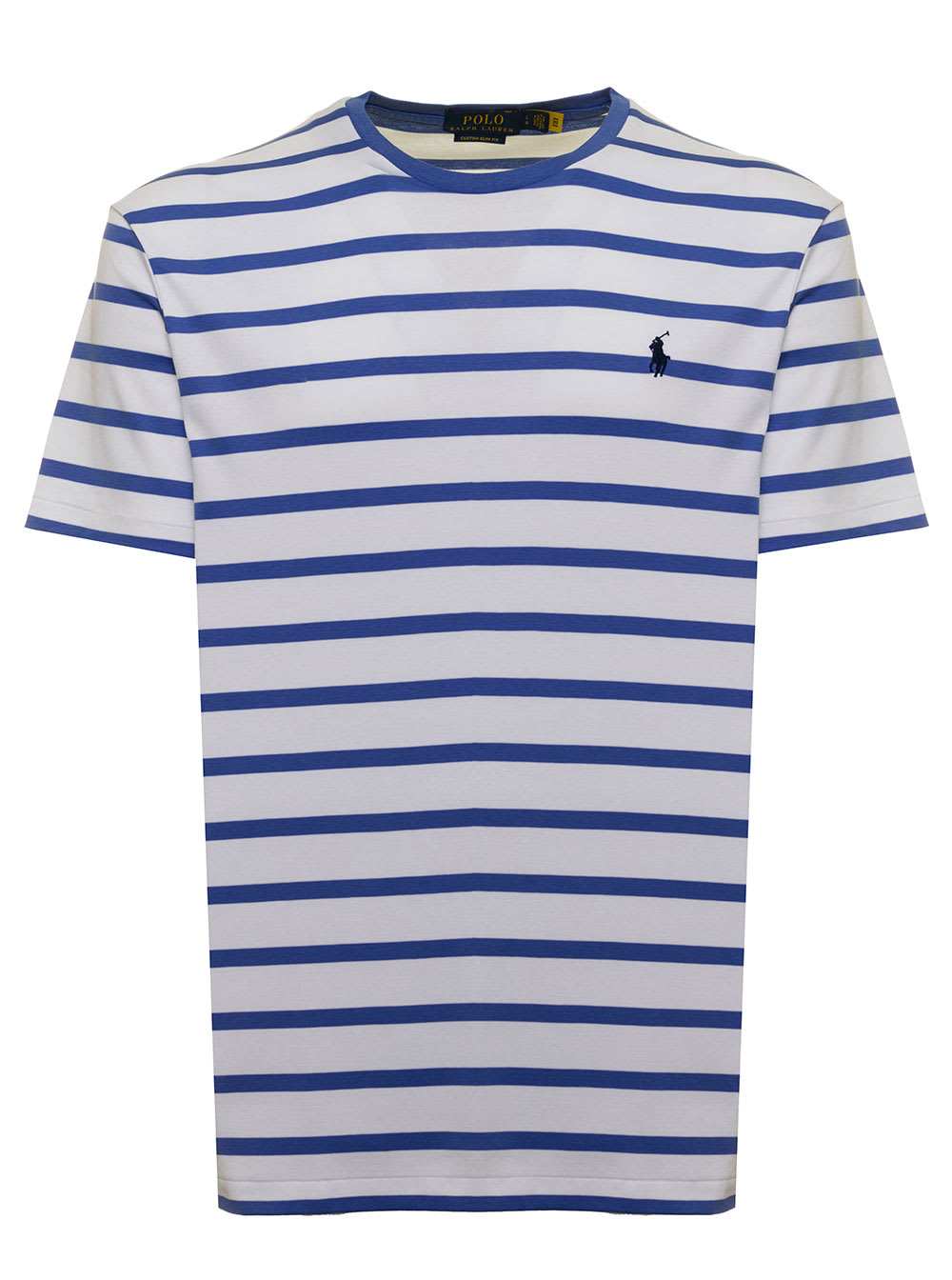Polo Ralph Lauren Mens White And Blue Striped Cotton T-shirt