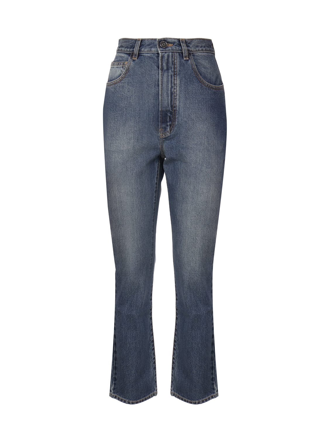 Shop Alaïa Cotton Denim Jeans In Blue Denim