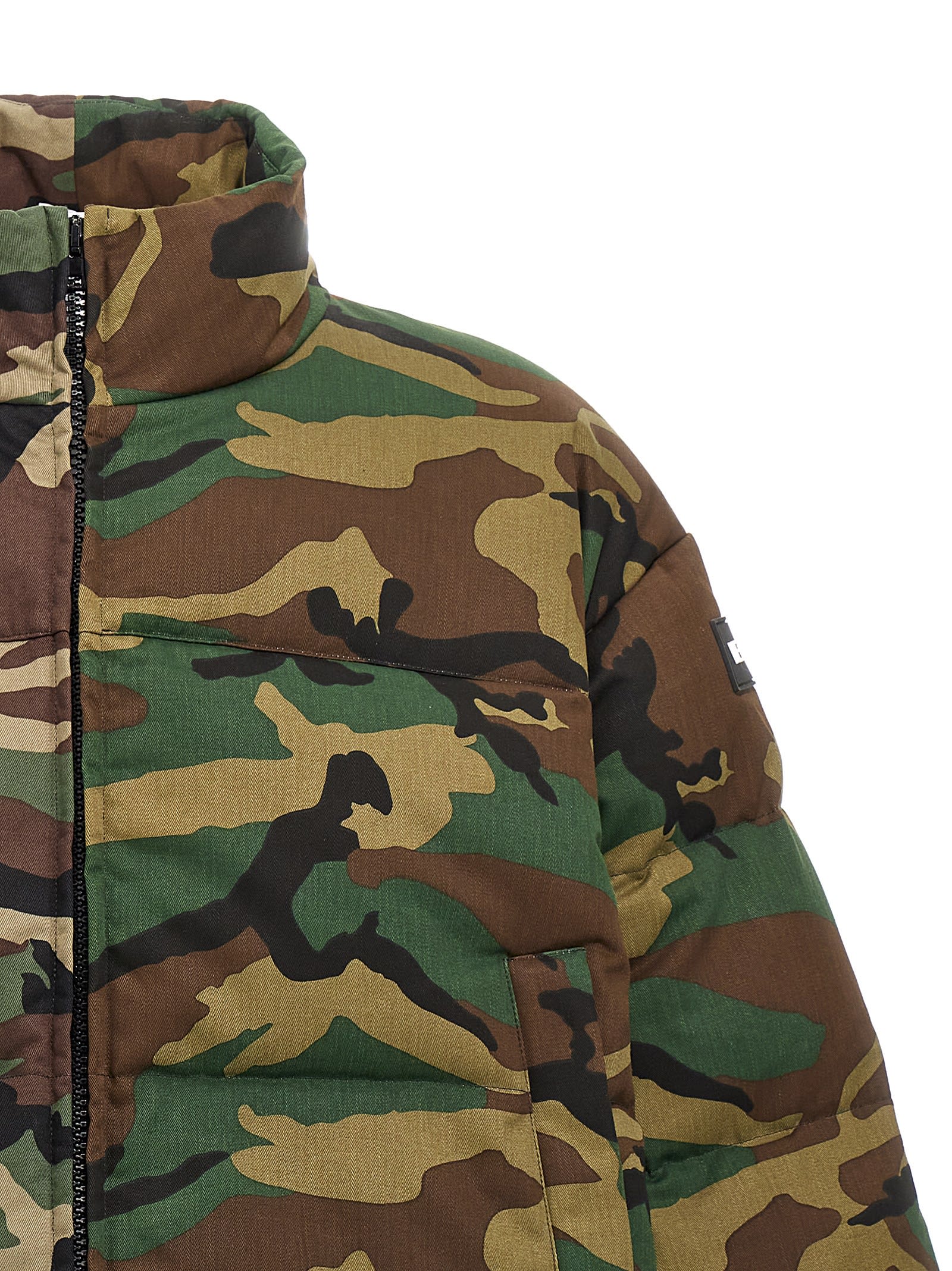 Shop Vetements Camouflage Down Jacket In Green