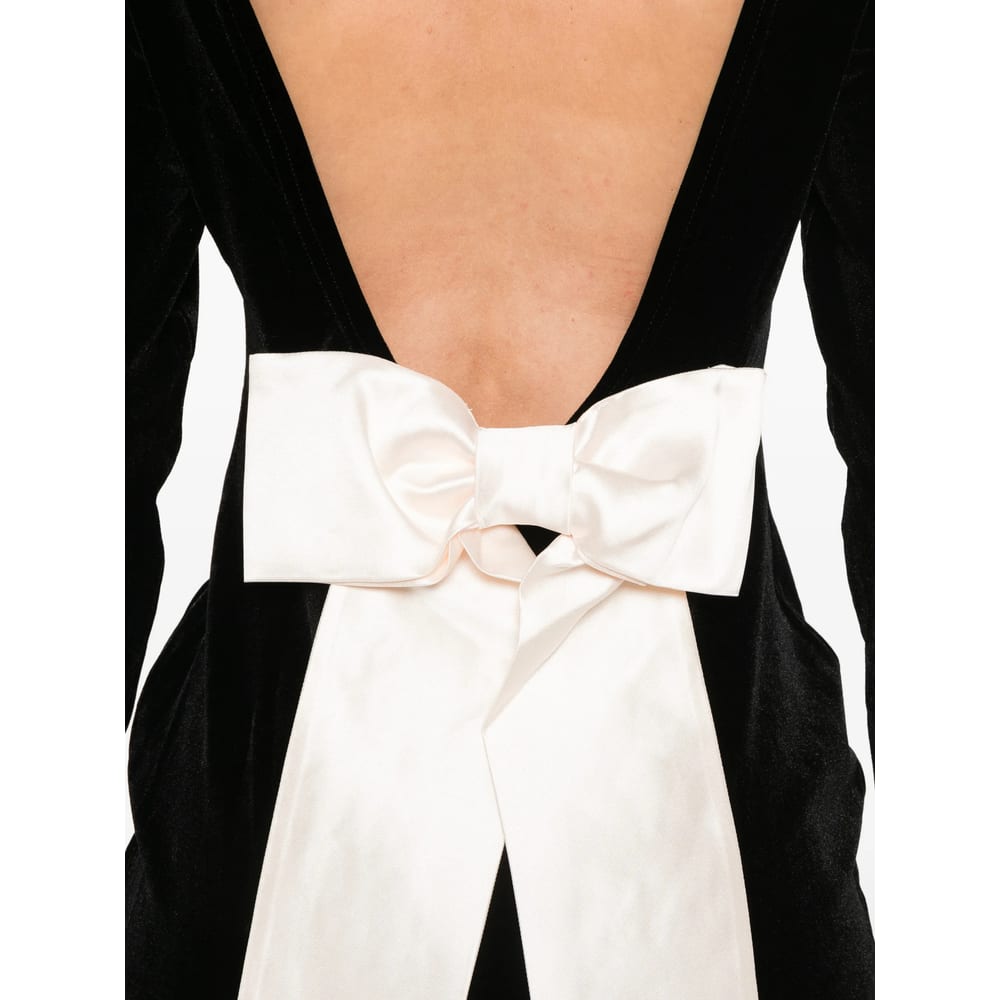 Never Fully Dressed Bow-detail Long-sleeve Mini Dress In Black