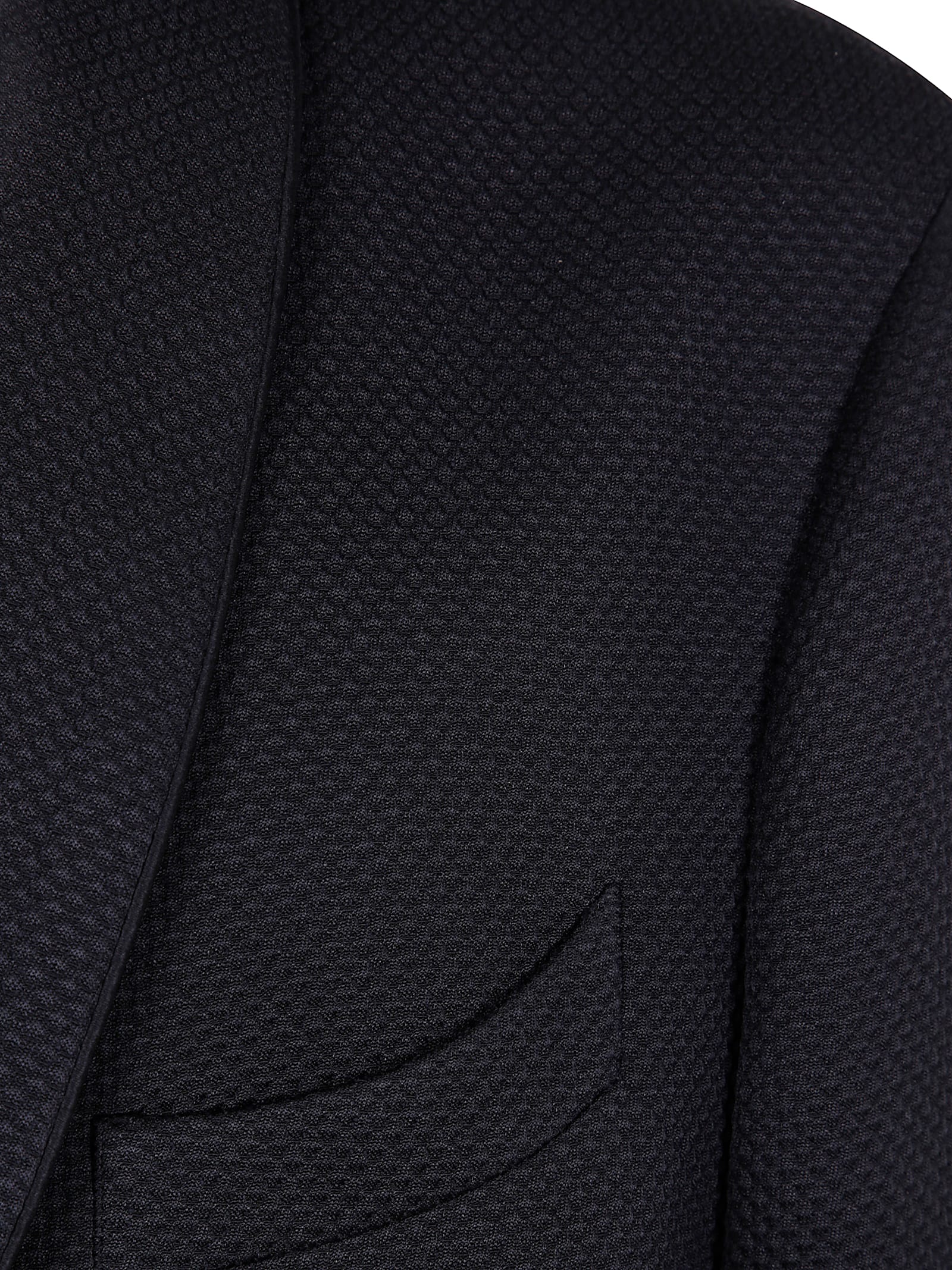 Giorgio Armani Silk Buttoned Blazer In Black Reality