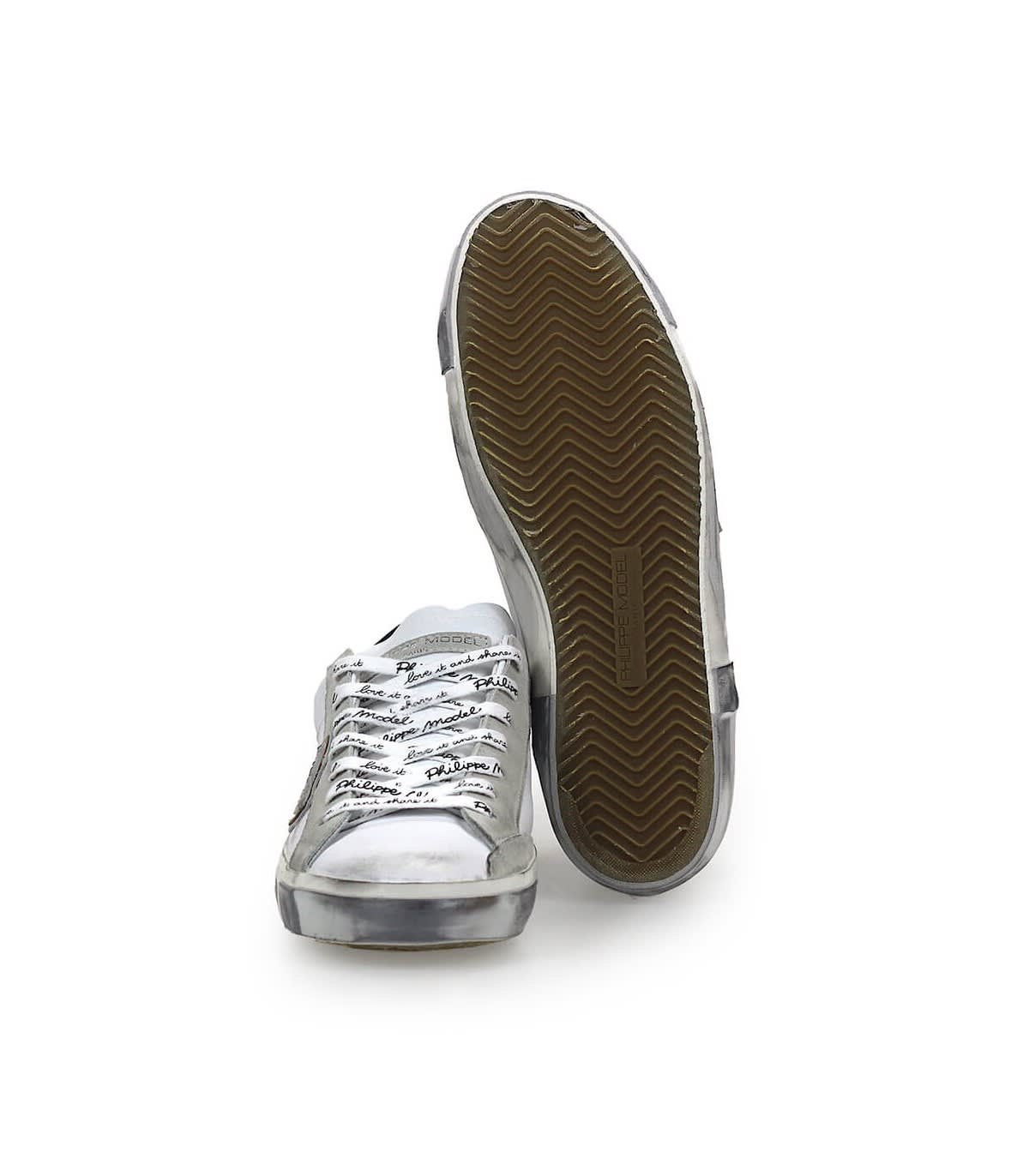 Shop Philippe Model White Silver Prsx Foxy Laminé Sneaker