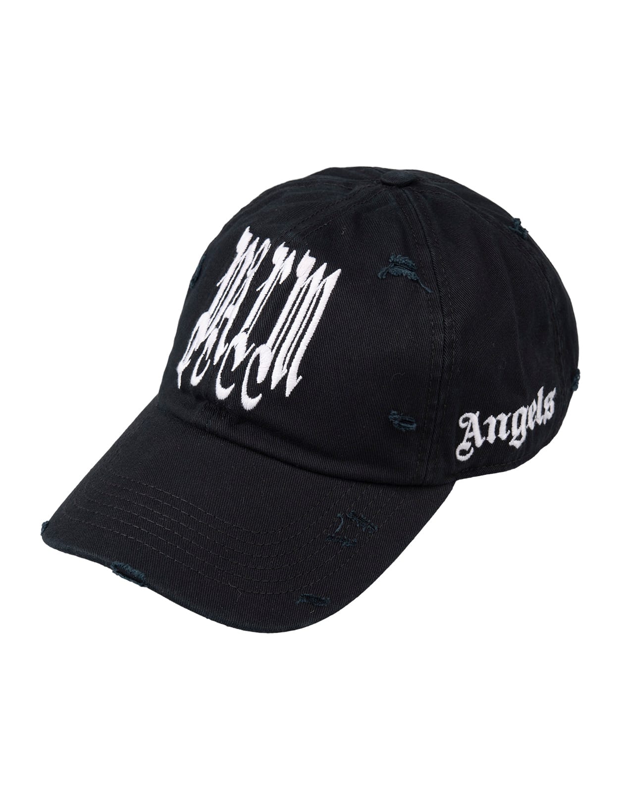 Shop Palm Angels Logo Gothic Baseball Hat In Black