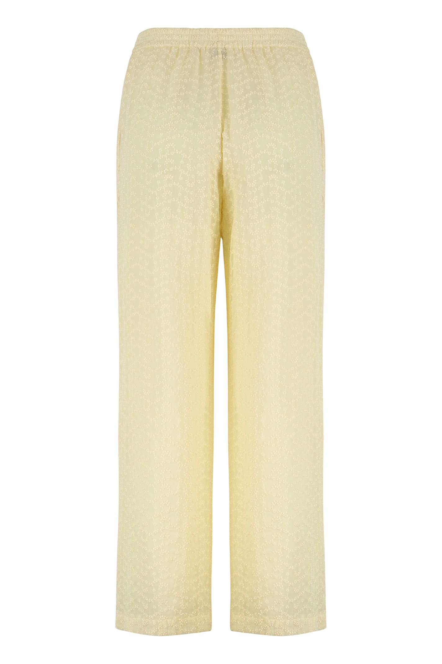Saint Laurent Embroidered Muslin Pajama Set In Yellow