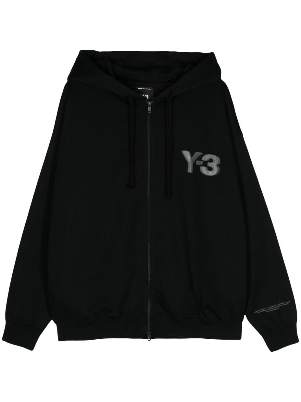 Shop Y-3 Logo Zip Hoodie In Black