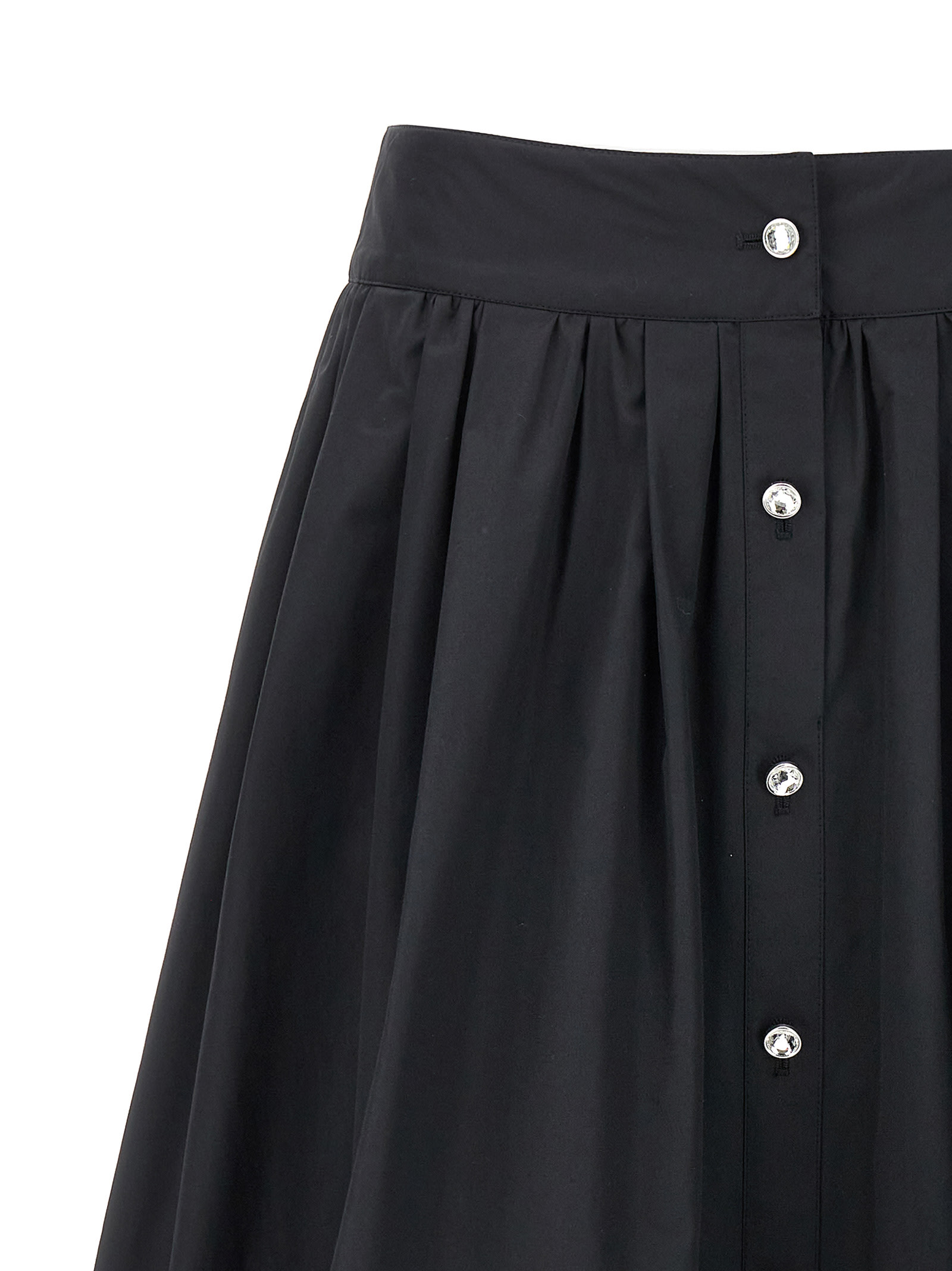 Shop Moschino Jewel Button Nylon Blend Skirt In Black