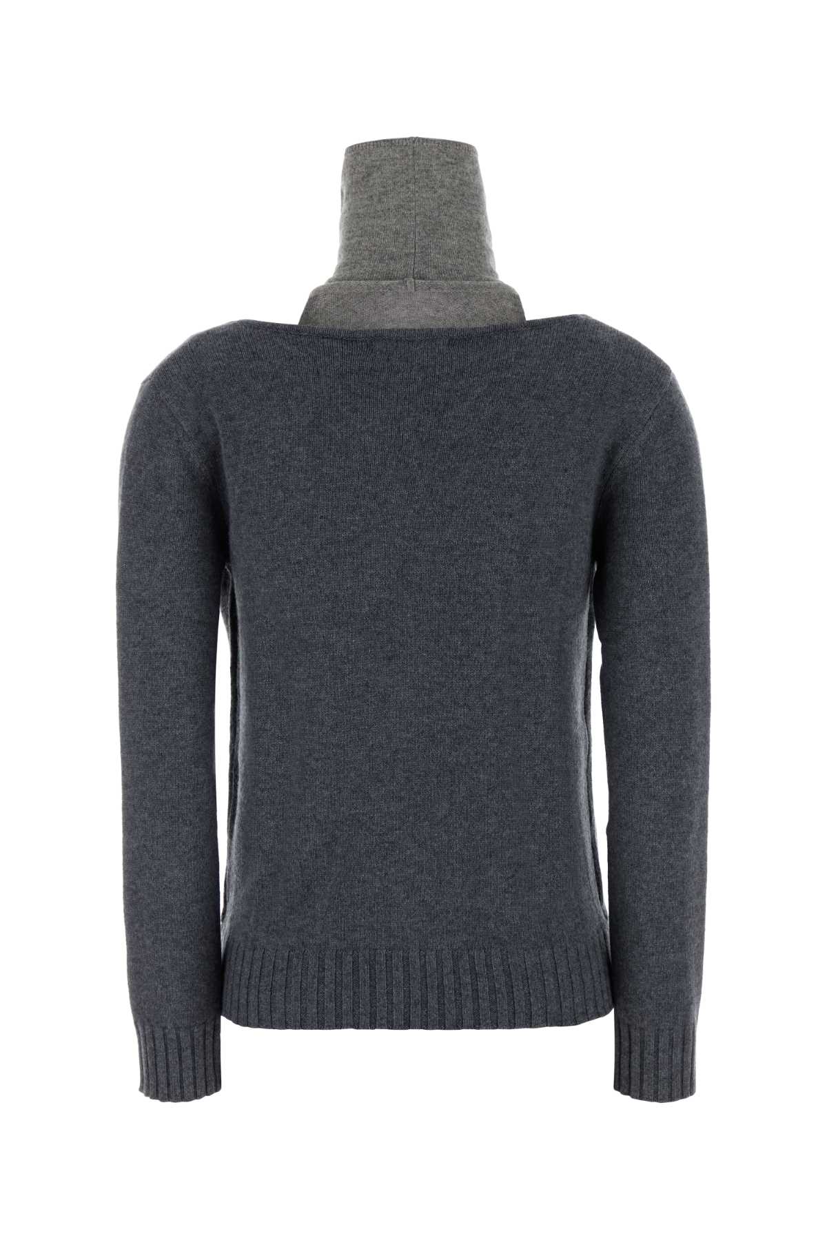 Gimaguas Wrap Design Long Sleeve Knit Top In Gray