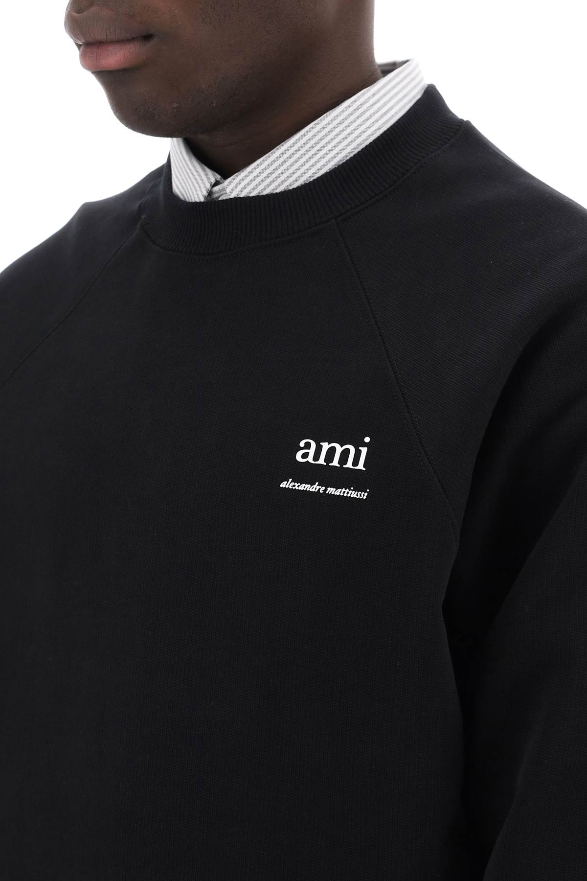 Shop Ami Alexandre Mattiussi Organic Cotton Crewneck Sweatshirt In Black