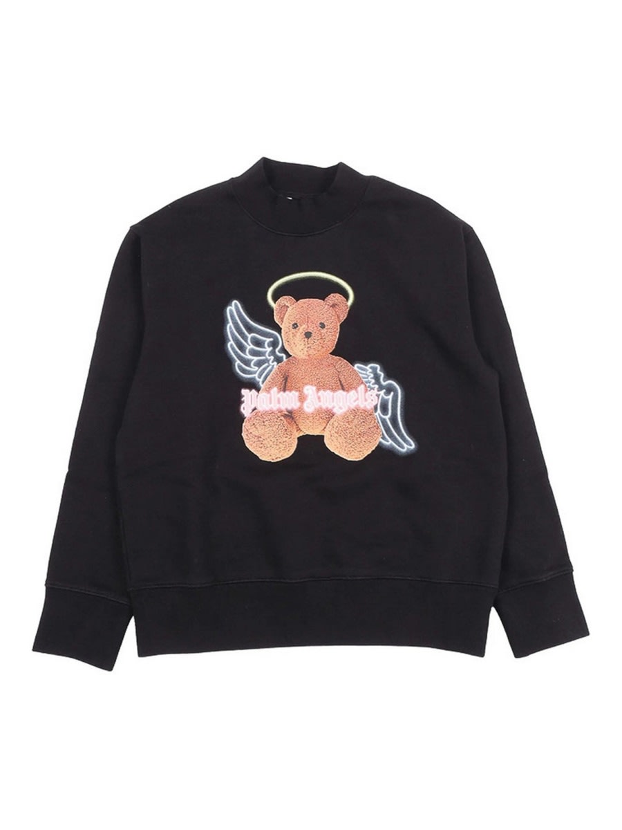 Palm Angels Pa Bear Angel Crewneck In Black