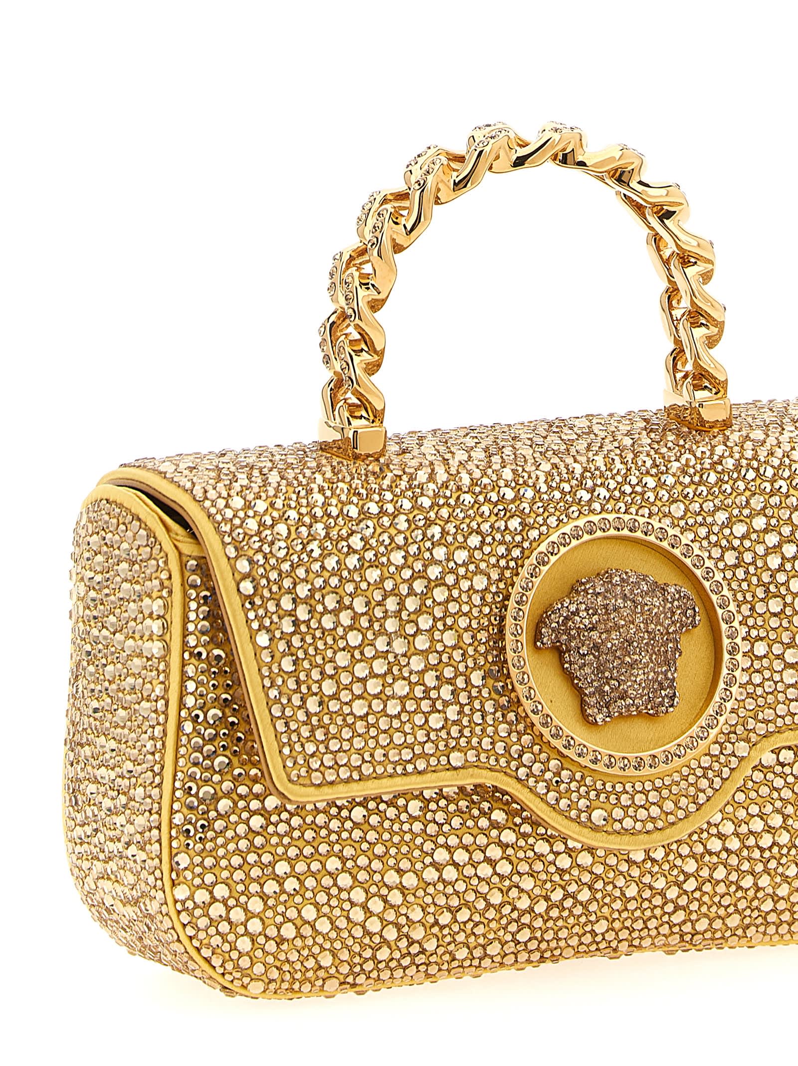 Versace Golden La Medusa Mini Crossbody Bag In Gold