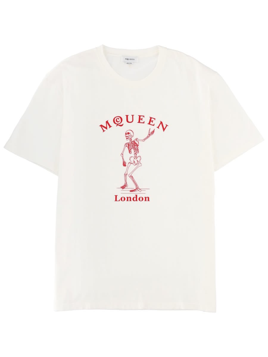 Alexander Mcqueen Skull Graphic Crew Neck Cotton T Shirt In White