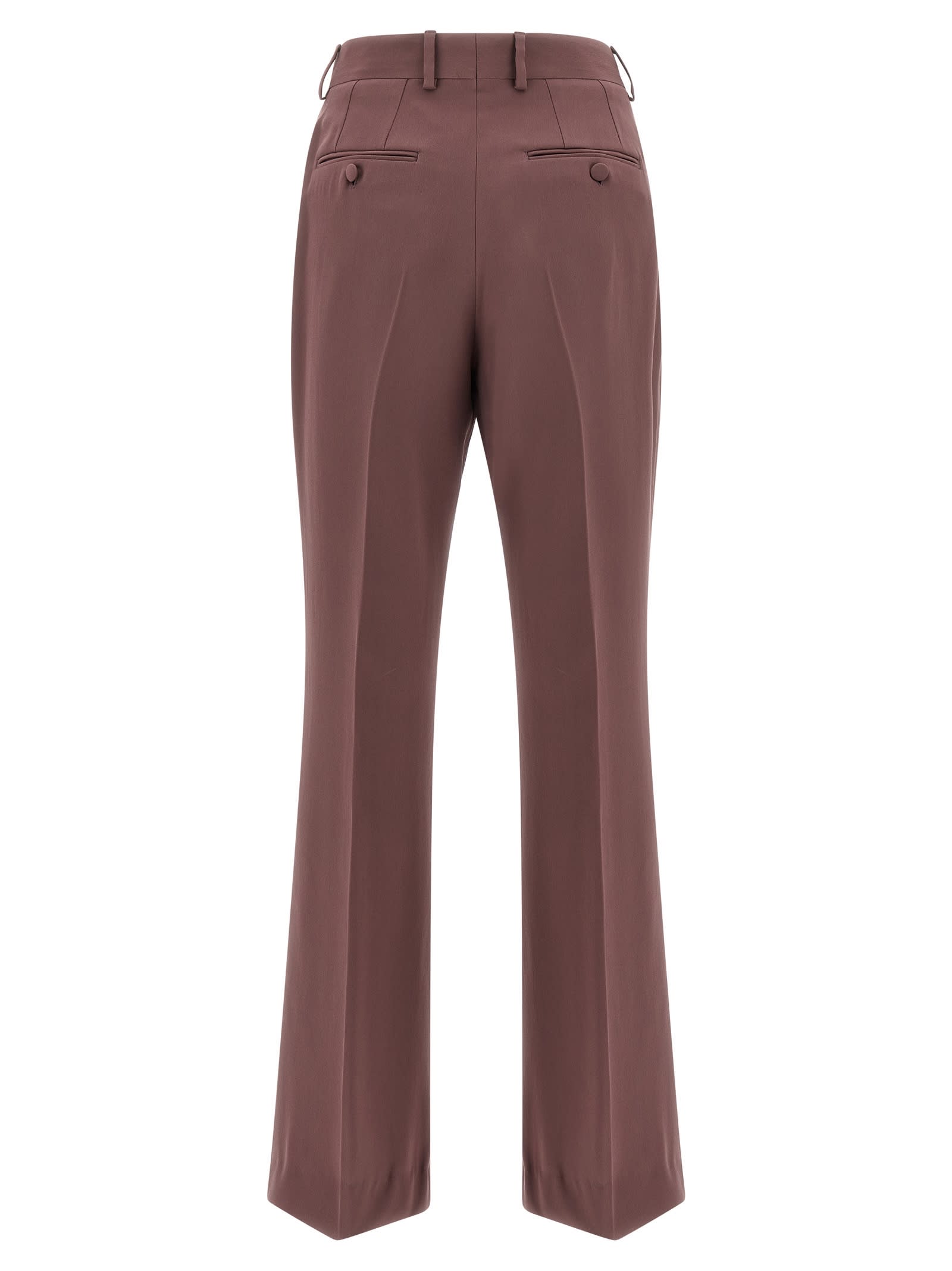 Brioni Pink Silk Pants In Brown