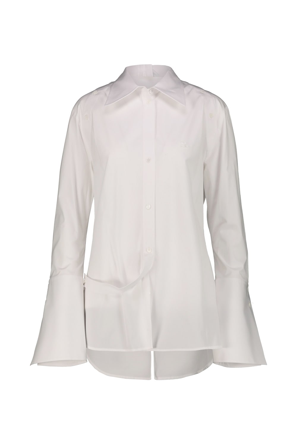 Shop Courrèges Shirt Modular Poplin In Heritage White