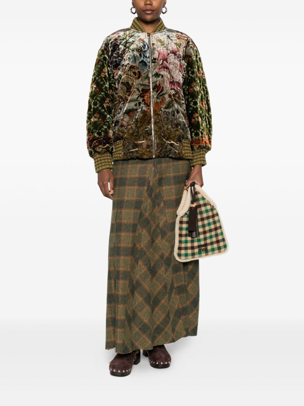 Pierre-louis Mascia Pierre Louis Mascia Printed Silk Blend Bomber Jacket In Green