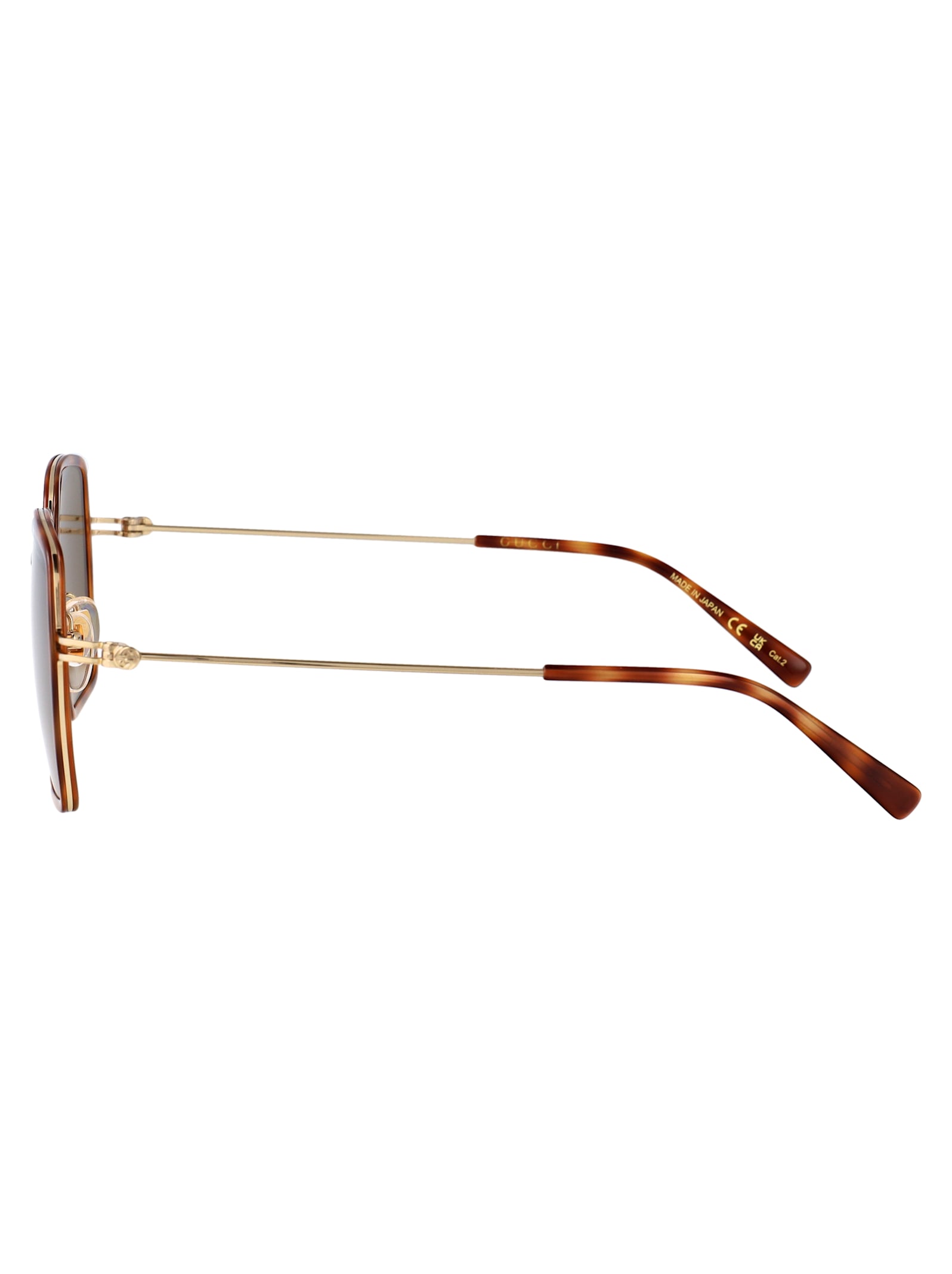 Gucci Havana-gold-brown Acetate Sunglasses In Brown