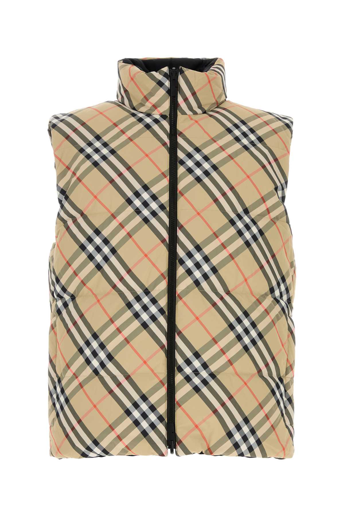 Shop Burberry Printed Nylon Reversible Down Jacket In Sandipcheck