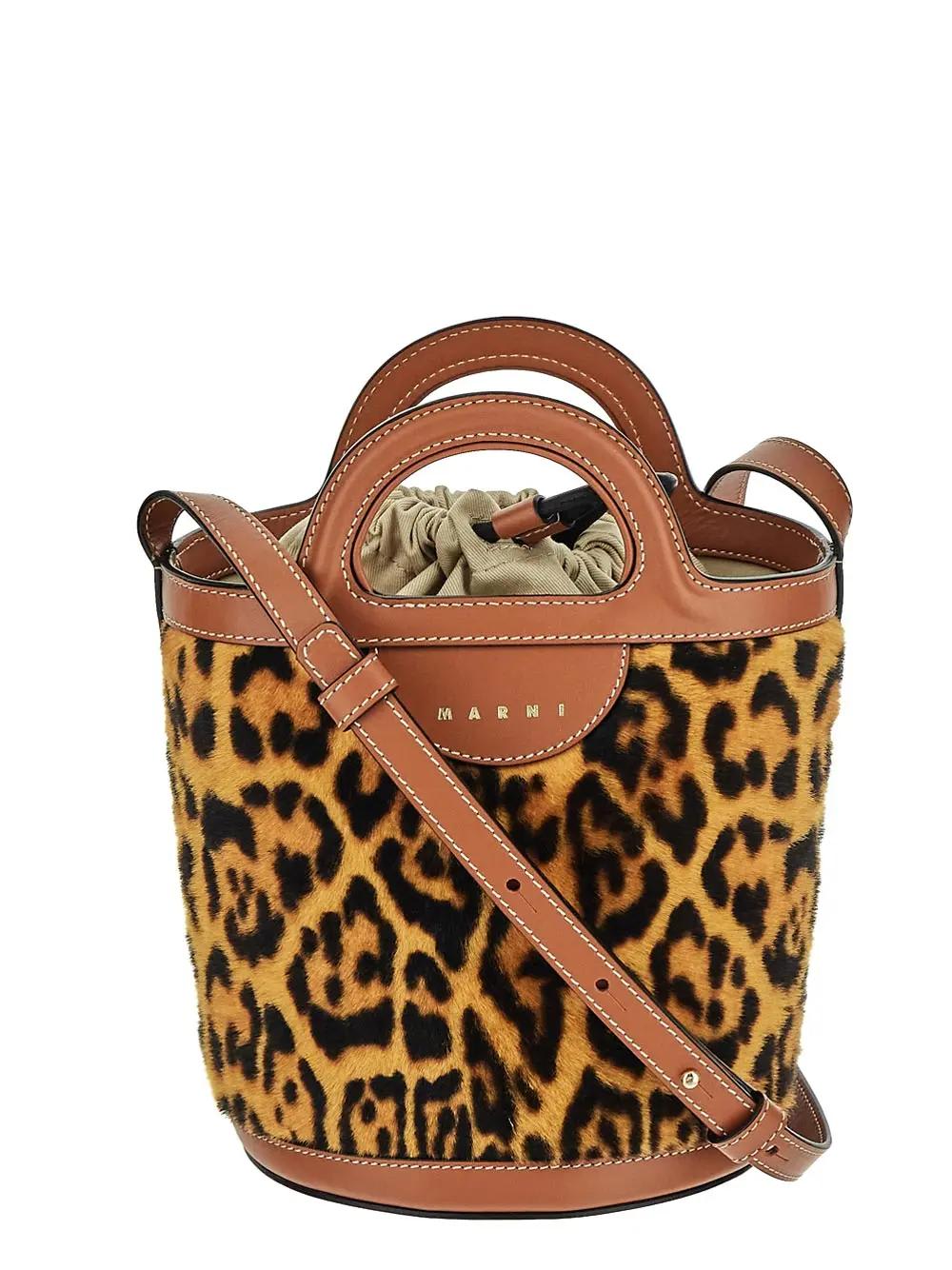 Shop Marni Leopard Bucket Bag In Maculata