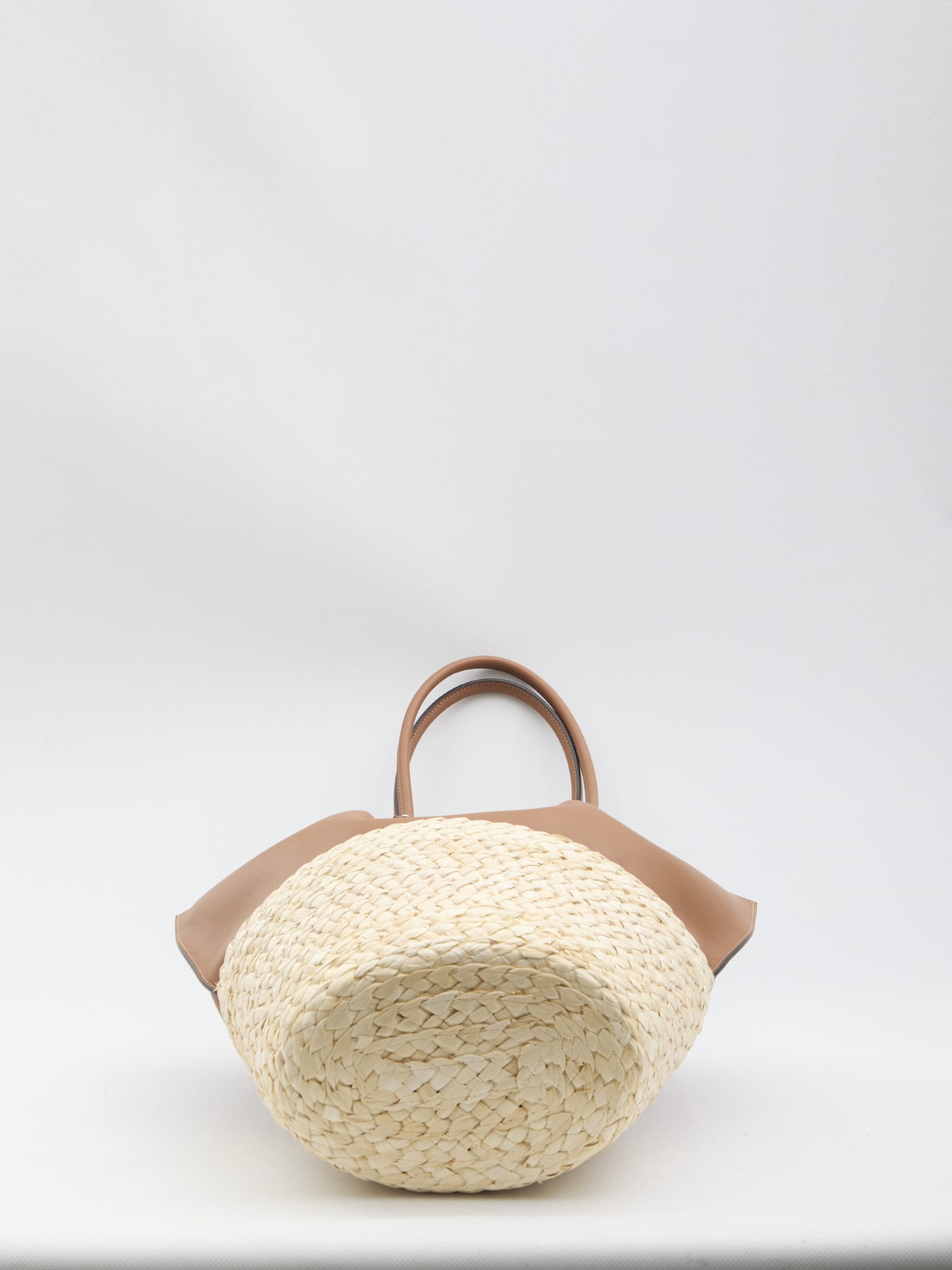 Tod's Medium Shopping Bag In Brown Leather And Raffia In Brown