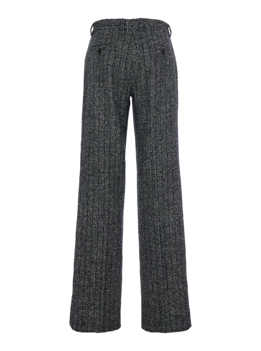 Dolce & Gabbana Wool Trousers With Textured Fabric And Pockets In Gray