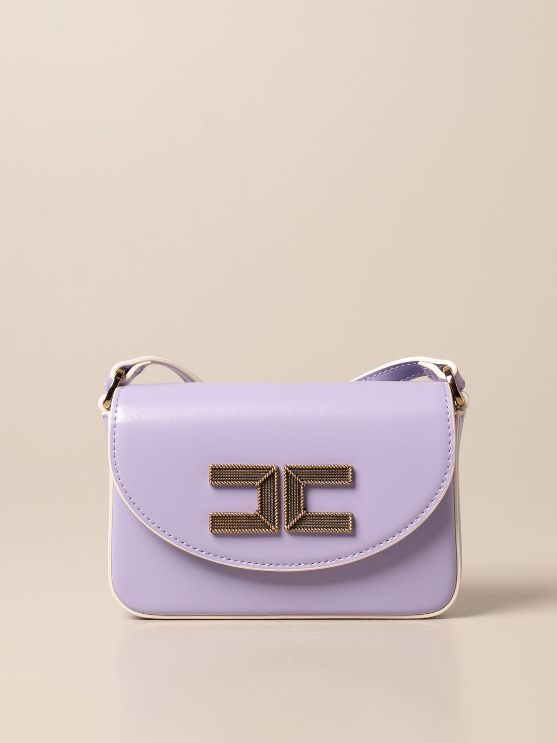 Elisabetta Franchi Celyn B. Bag In Synthetic Leather With Logo In Lavender