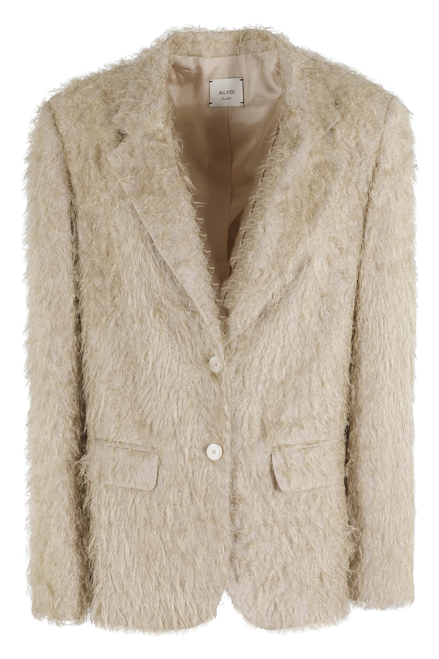 Alysi Fringe Textured Single-breasted Blazer In Neutral