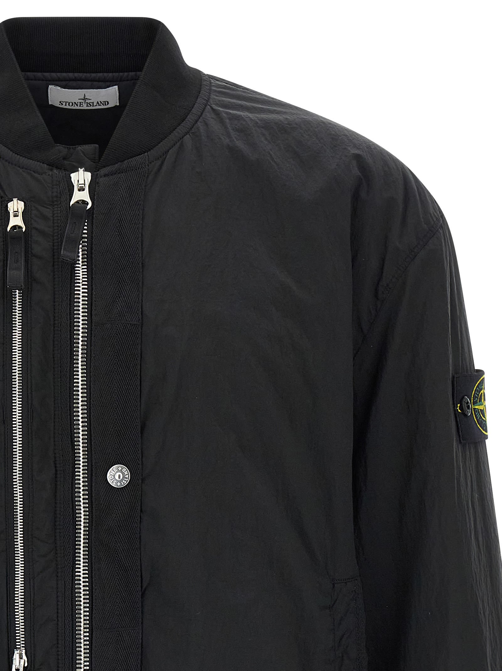 Stone Island Compass-badge Bomber Jacket In Black