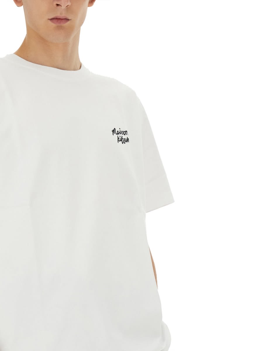 Shop Maison Kitsuné Handwriting Logo T-shirt In White