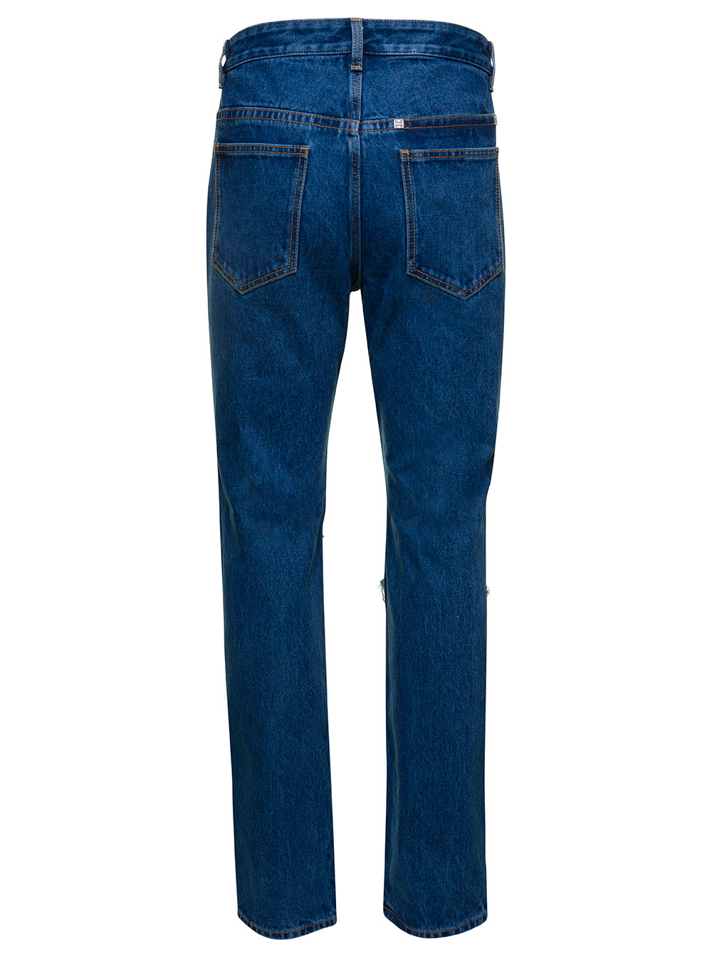 Shop Givenchy Blue Jeans With Zip And Rips Details In Cotton Denim Man