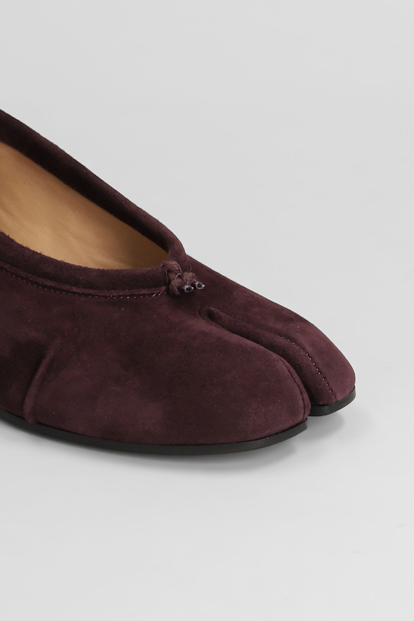 Maison Margiela Ballerina Shoes In Soft Textured Leather In Purple